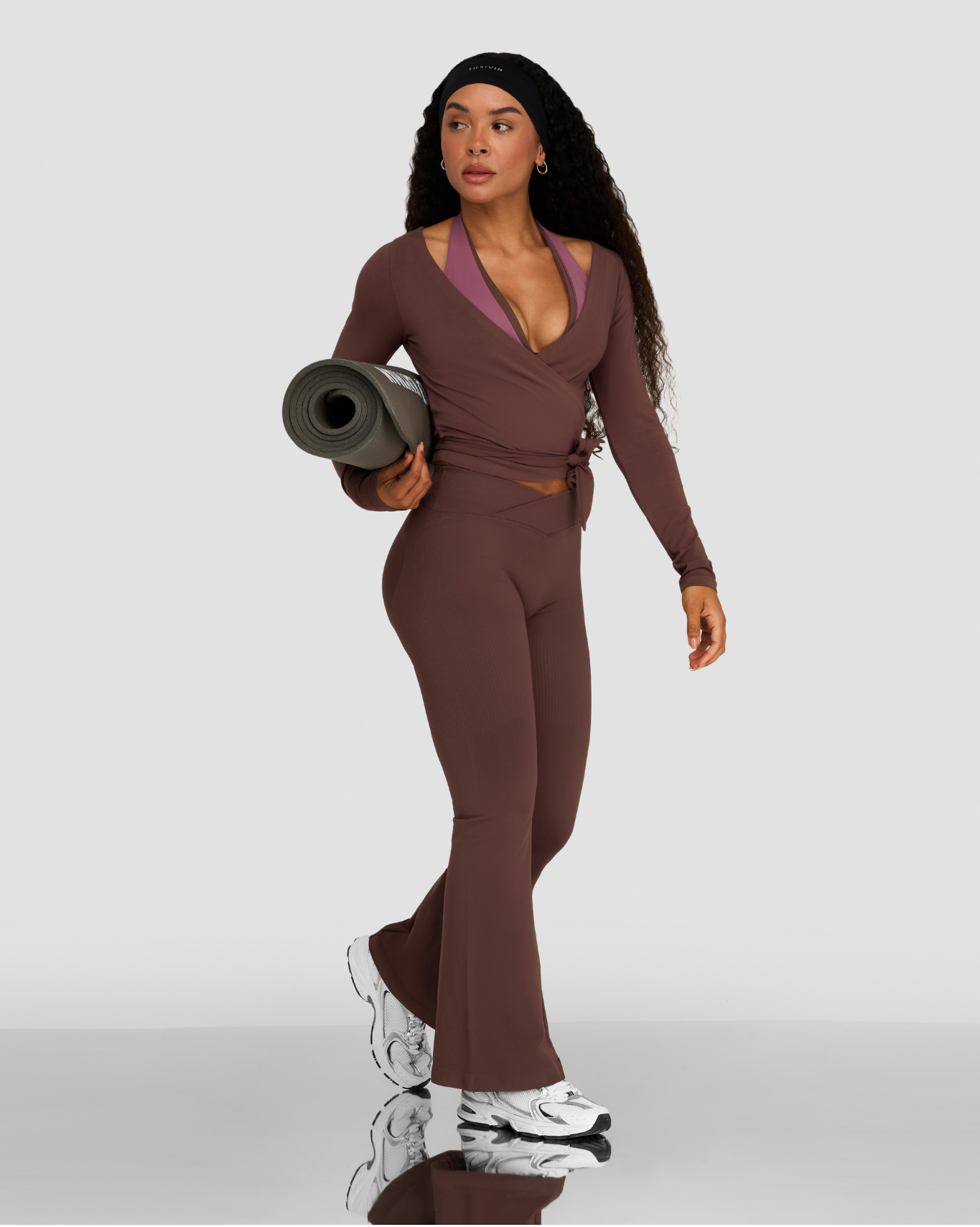 Elevate™ Sculpting Seamless V-Neck Halter Bra | Dark Mauve