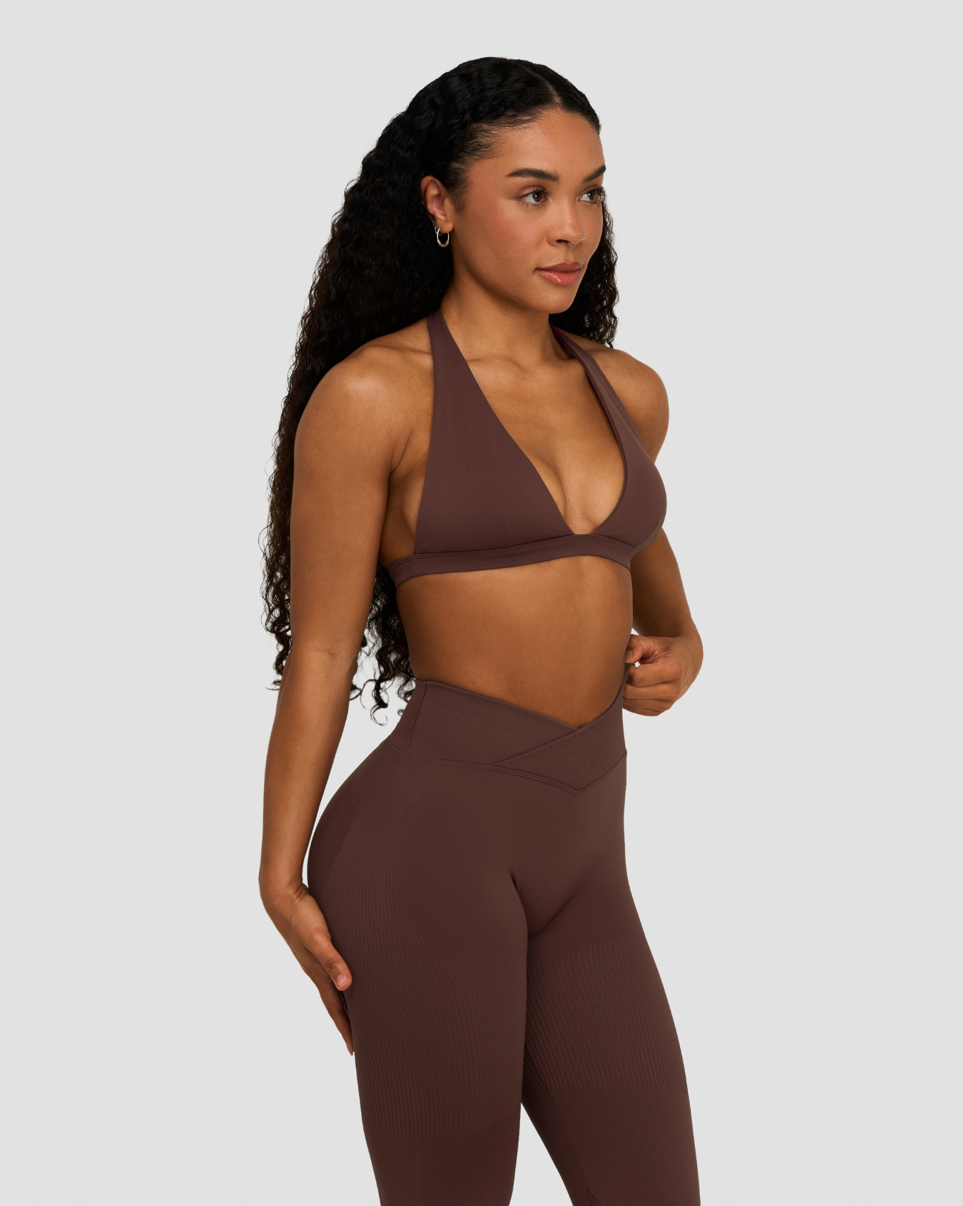 Elevate™ Sculpting Seamless V-Neck Halter Bra | Dark Mauve