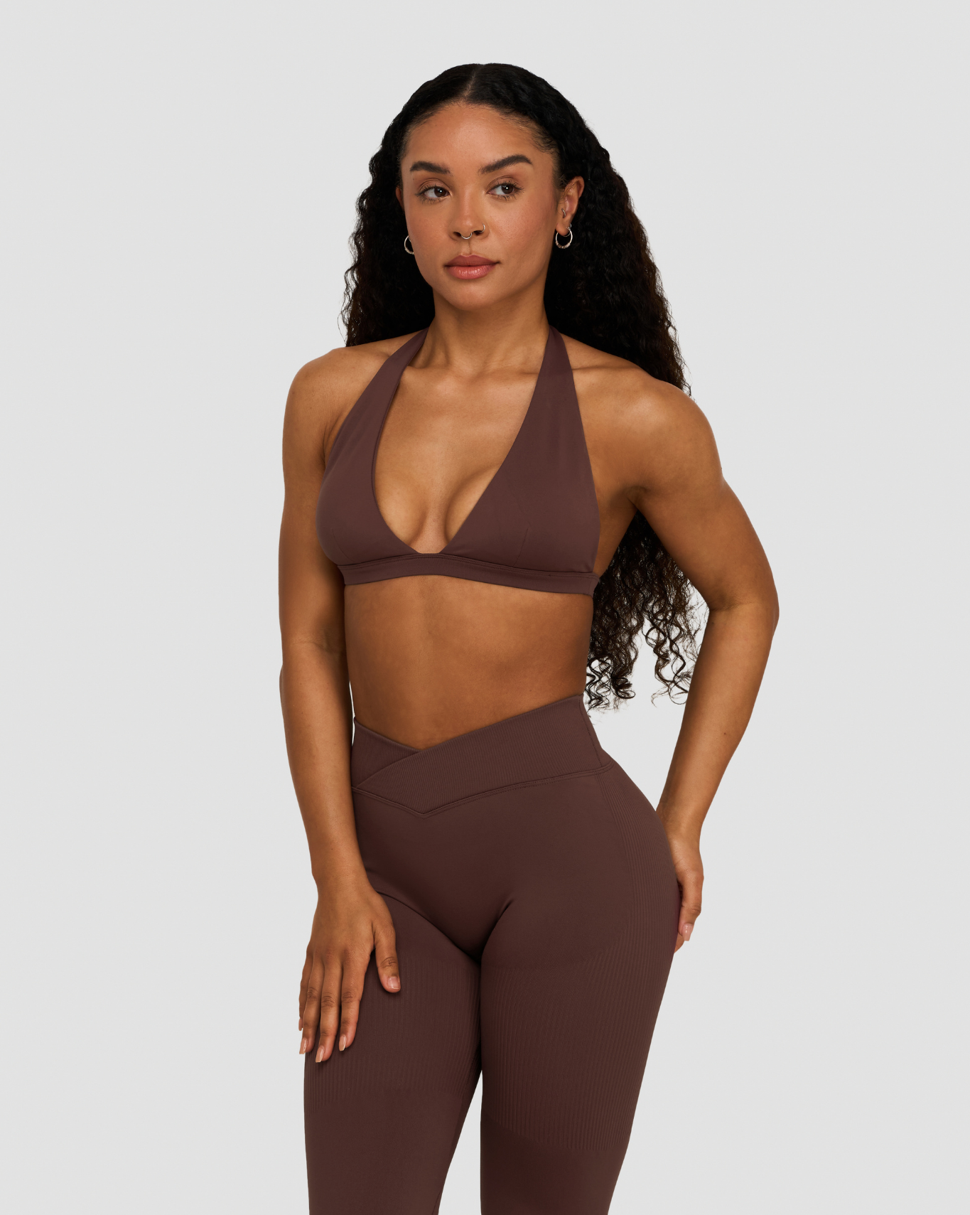Elevate™ Sculpting Seamless V-Neck Halter Bra | Dark Mauve