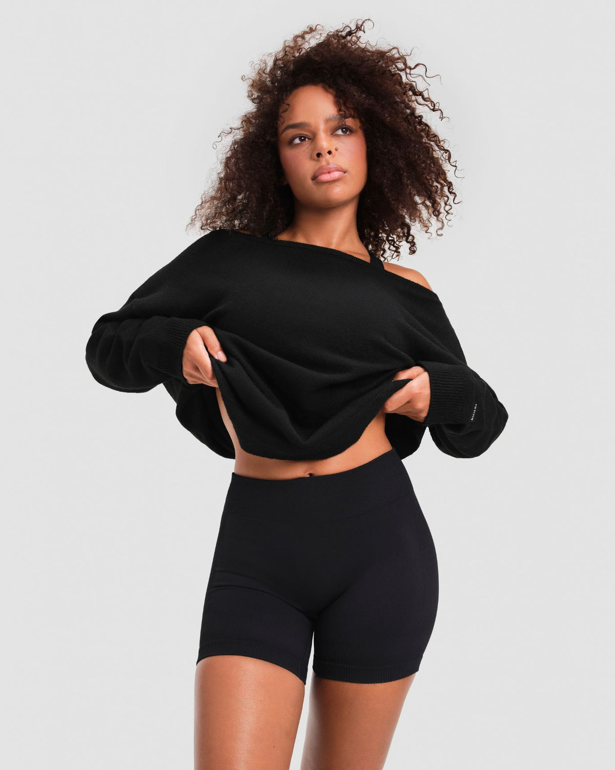 The Essential Collection Off The Shoulder Wool Blend Sweater | Night Black