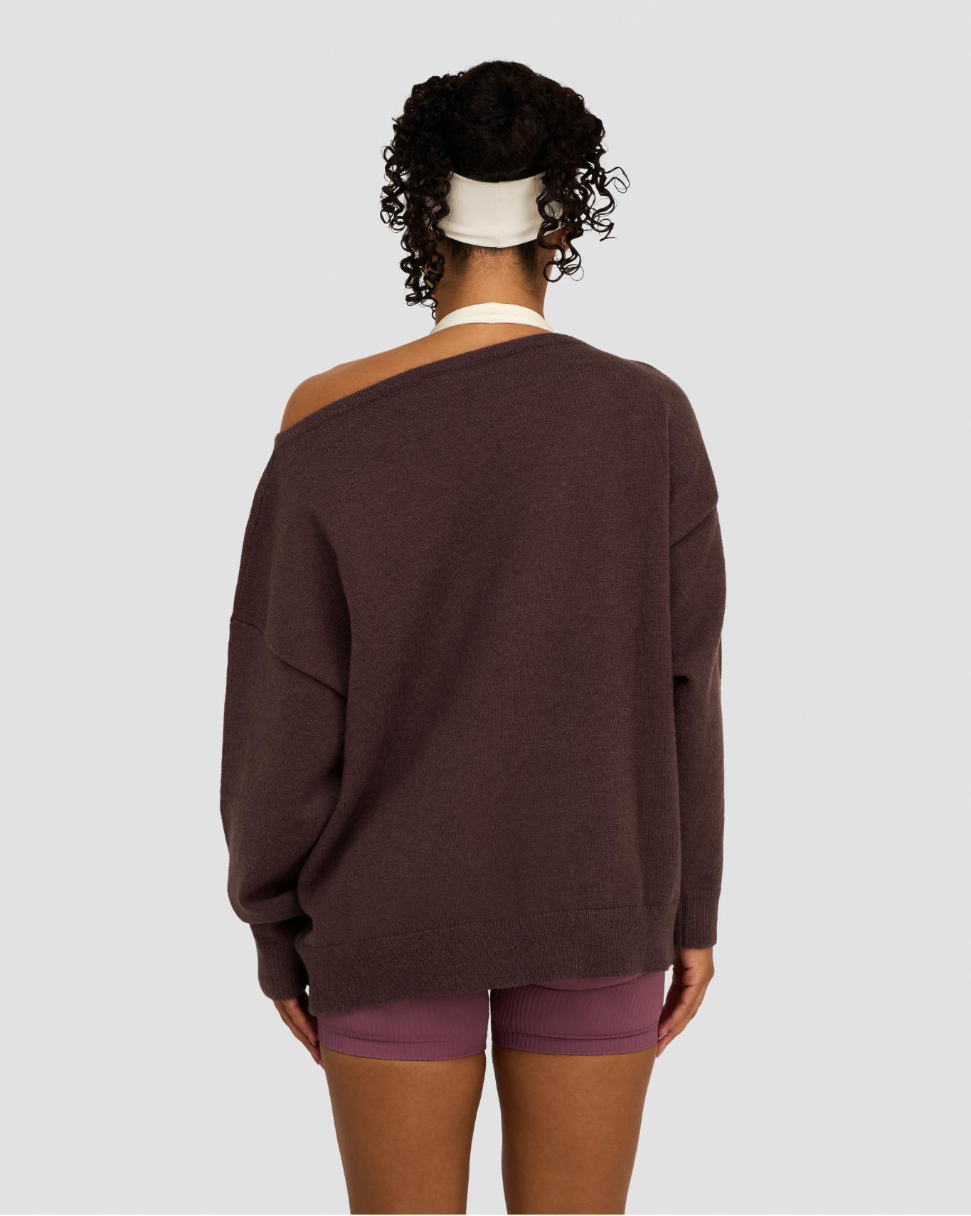 The Essential Collection Off The Shoulder Wool Blend Sweater | Dark Mauve