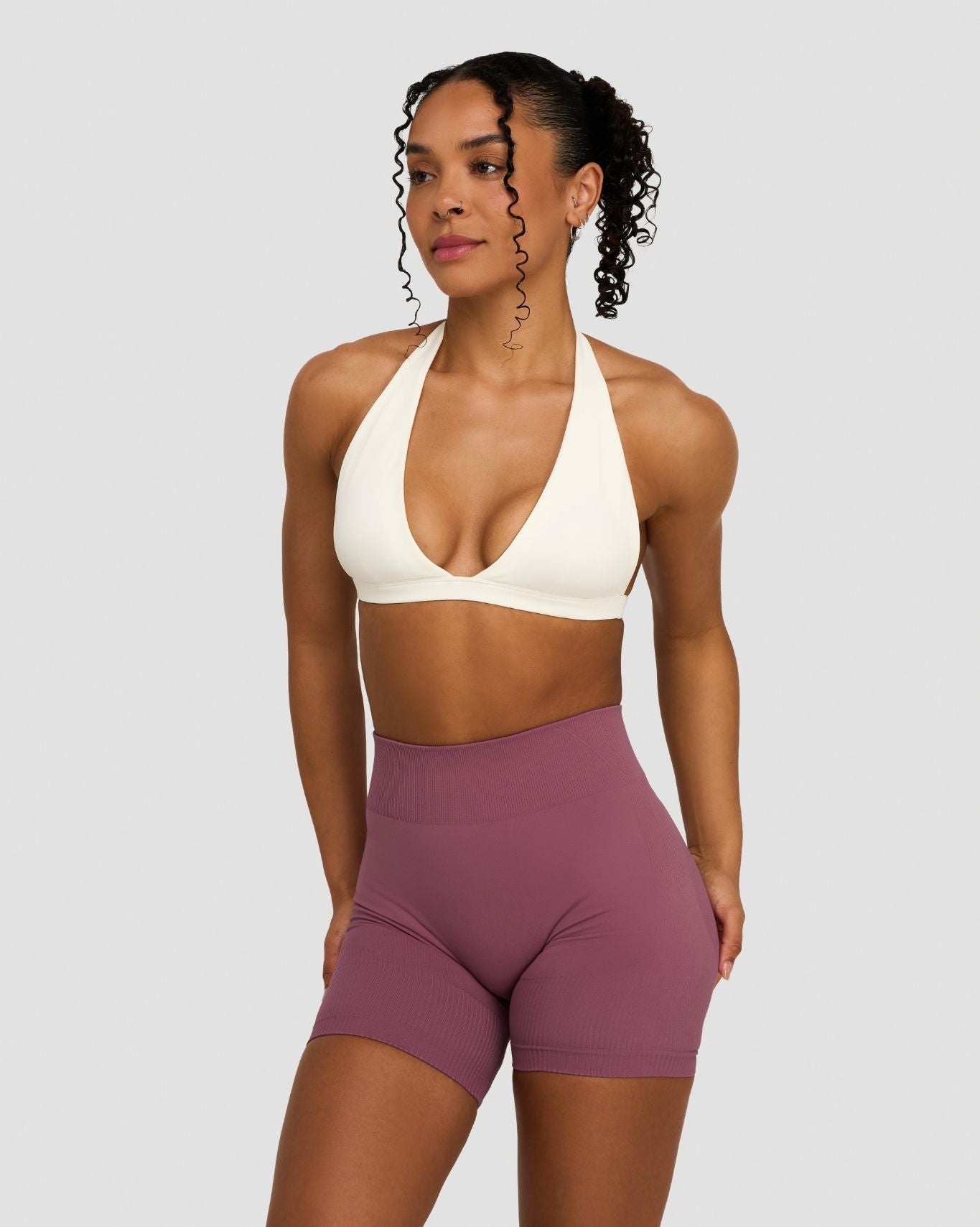 Elevate™ Sculpting Seamless V-Neck Halter Bra | Cream