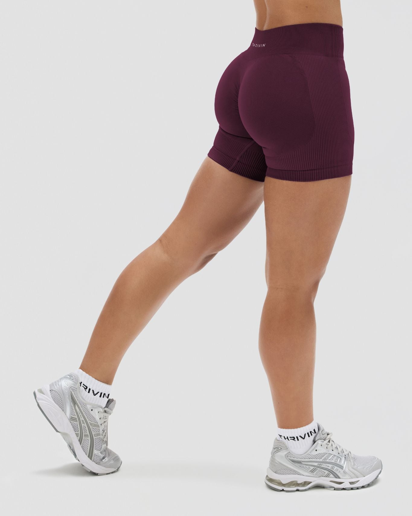 Elevate™ Sculpting Mid Waist Scrunch Shorter Shorts | Winter Plum