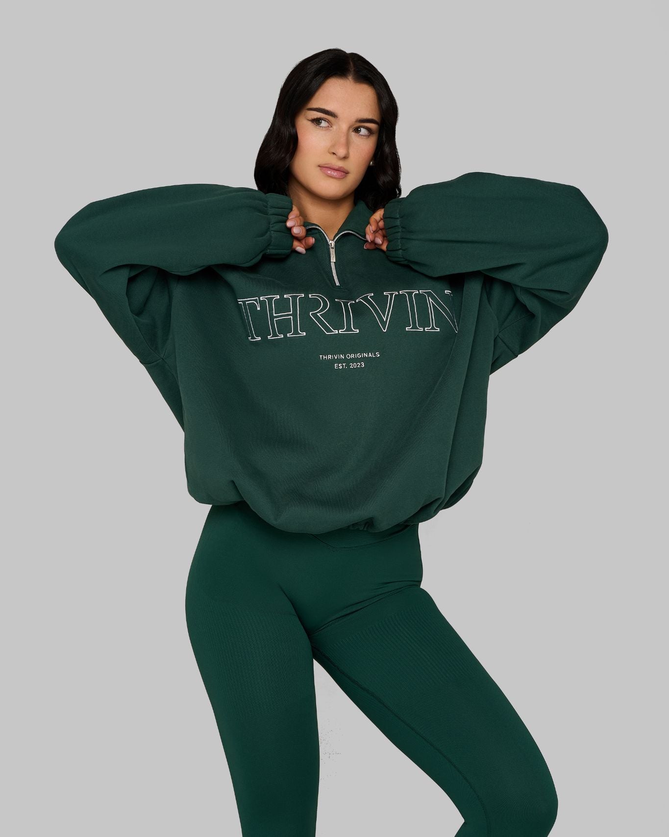 Suéter de Cremallera Media Original | Verde Pino