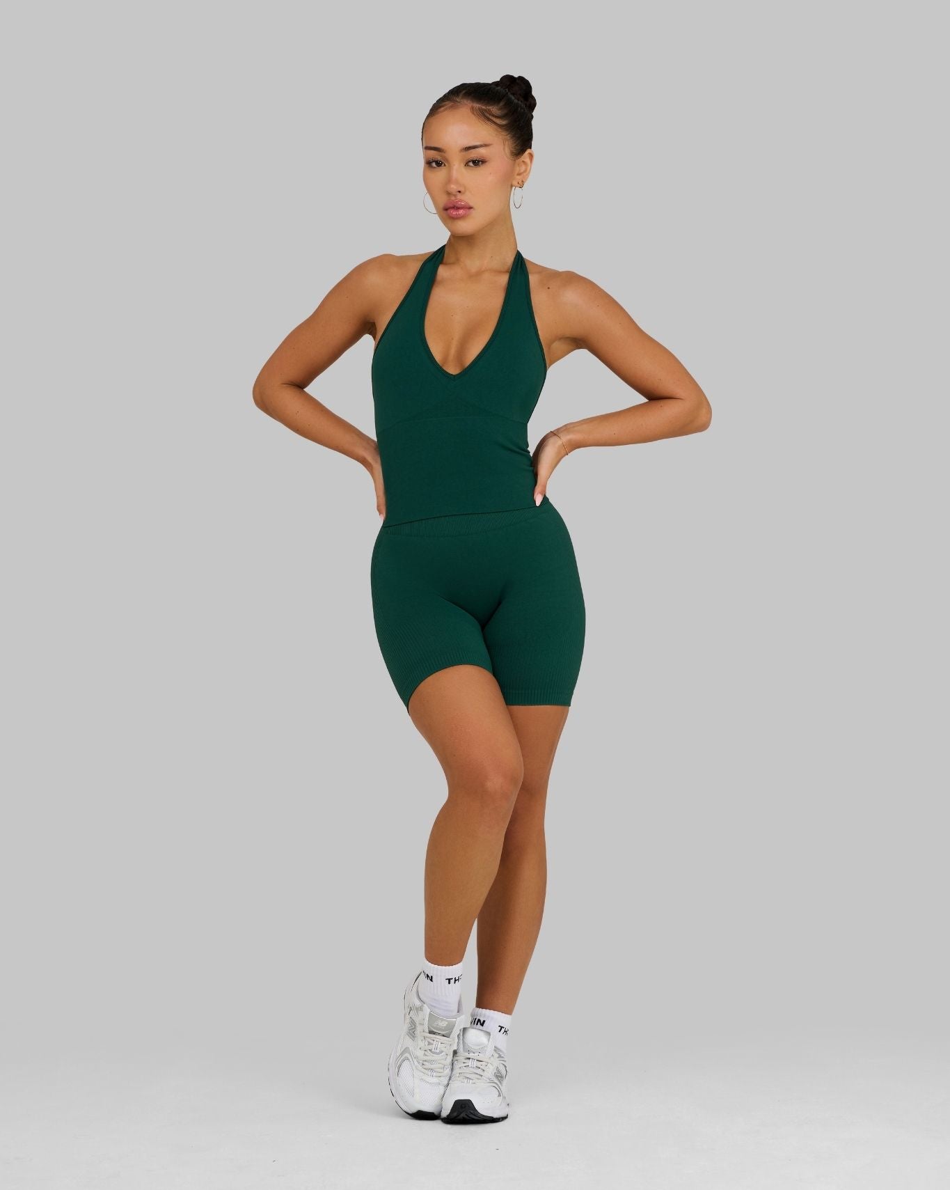 Elevate™ Sculpting Seamless Halterneck Top | Pine Green