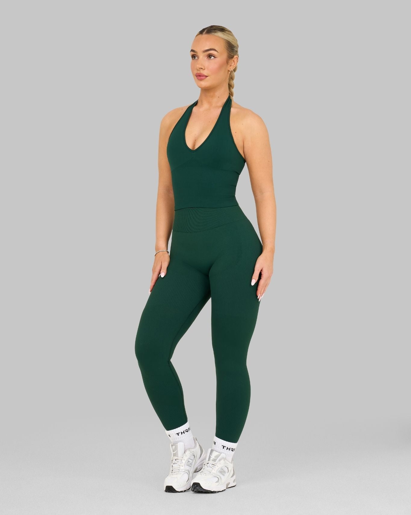 Elevate™ Leggings de Modelado de Cintura Alta con Fruncido | Verde Pino