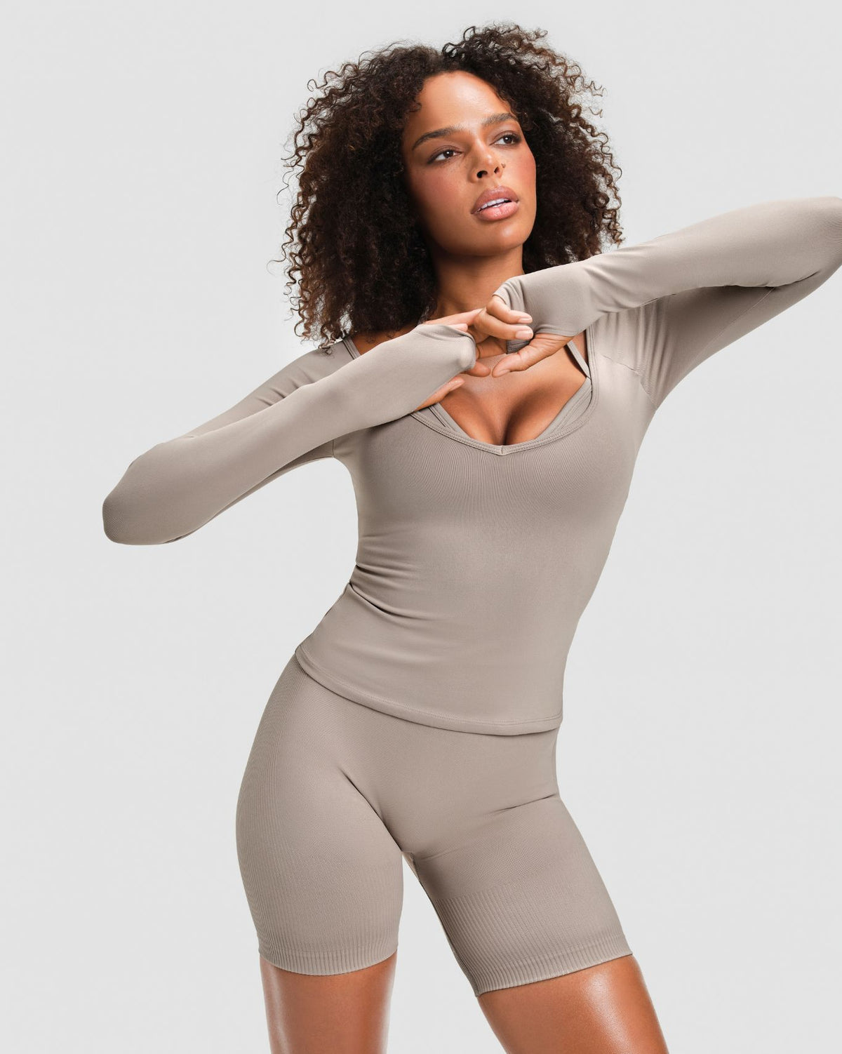 Elevate™ Sculpting Seamless V-Neck Top | Latte