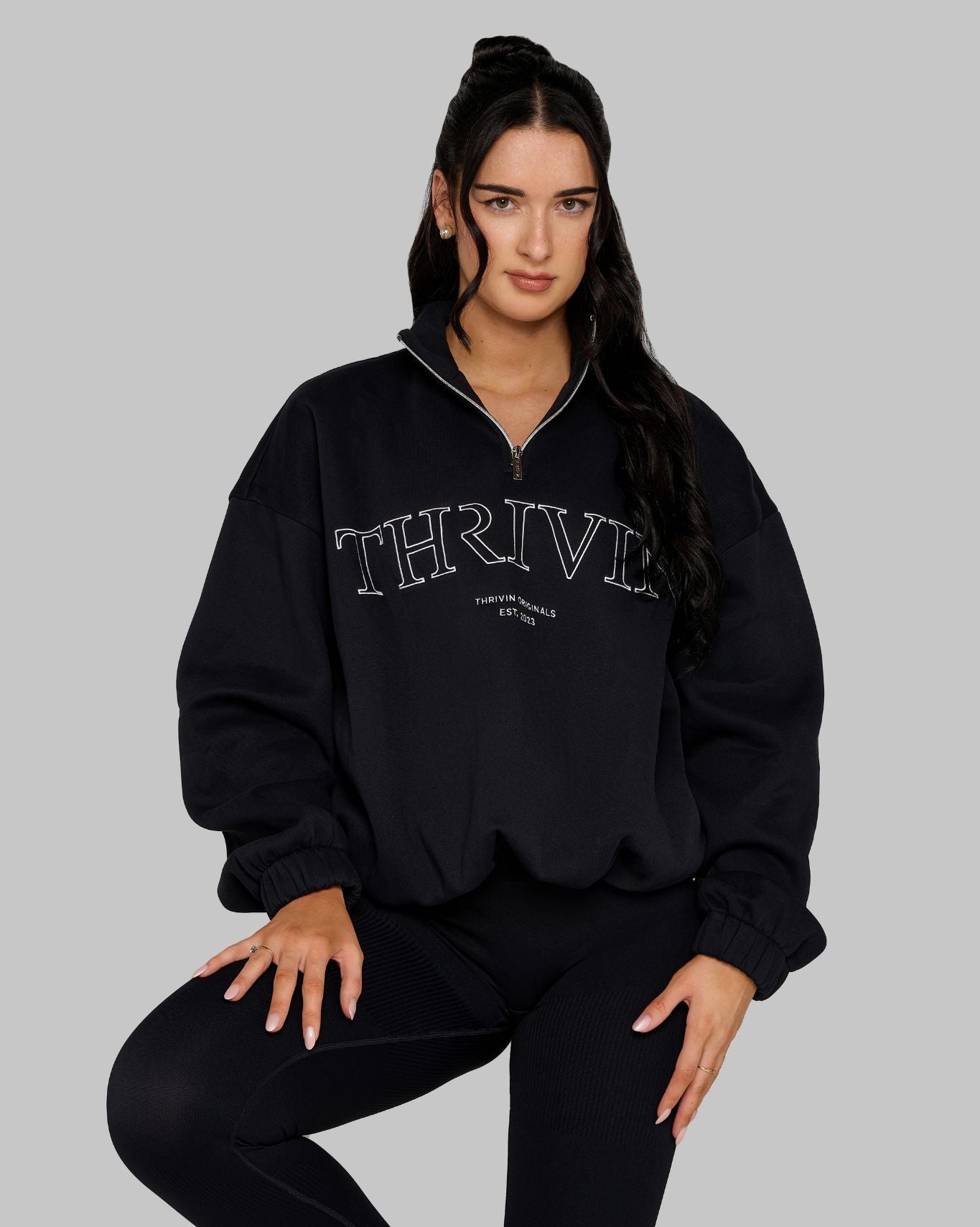 Suéter de Media Cremallera Original | Negro Noche