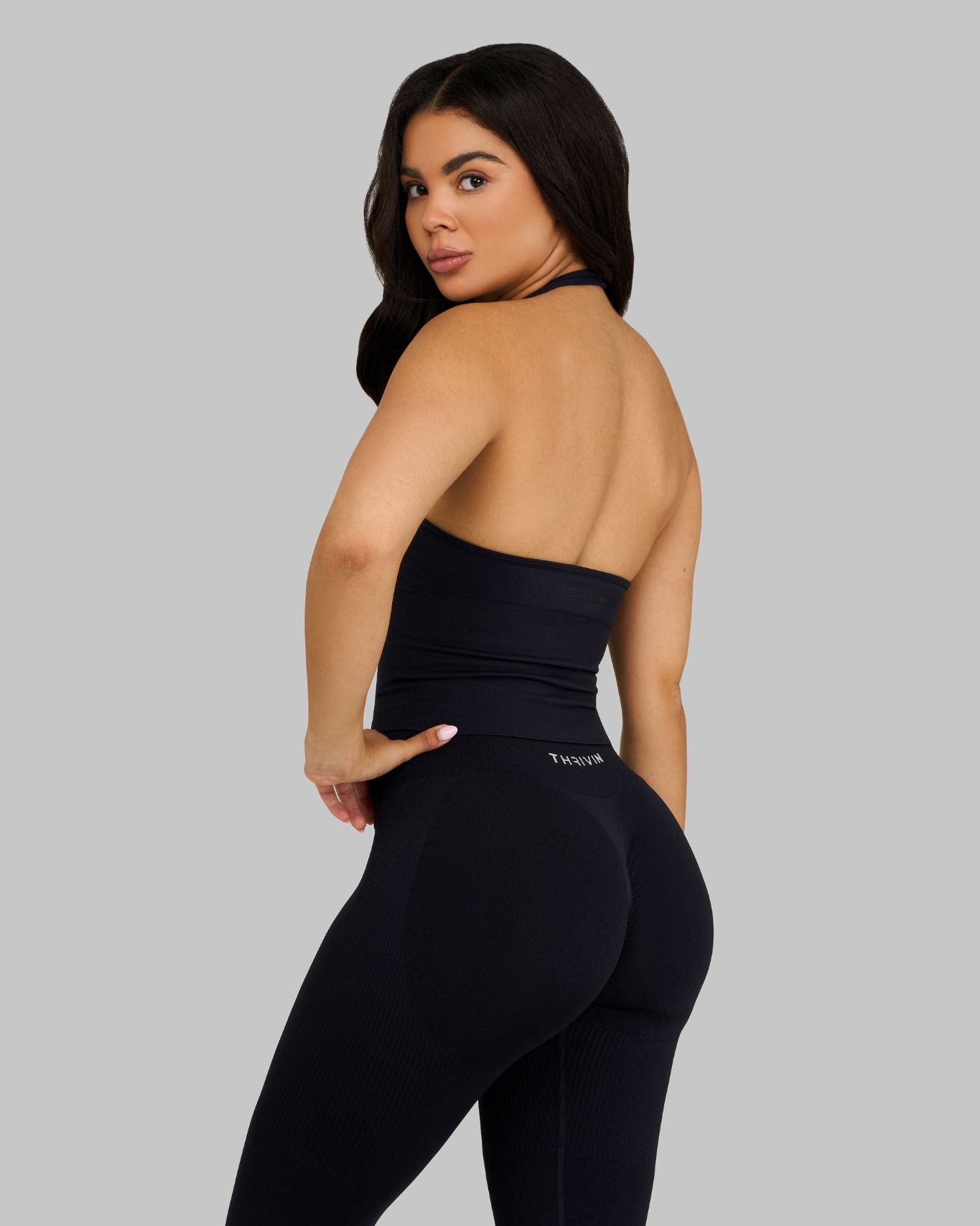 Elevate™ Top Halter Sin Costuras Modelador | Negro Noche