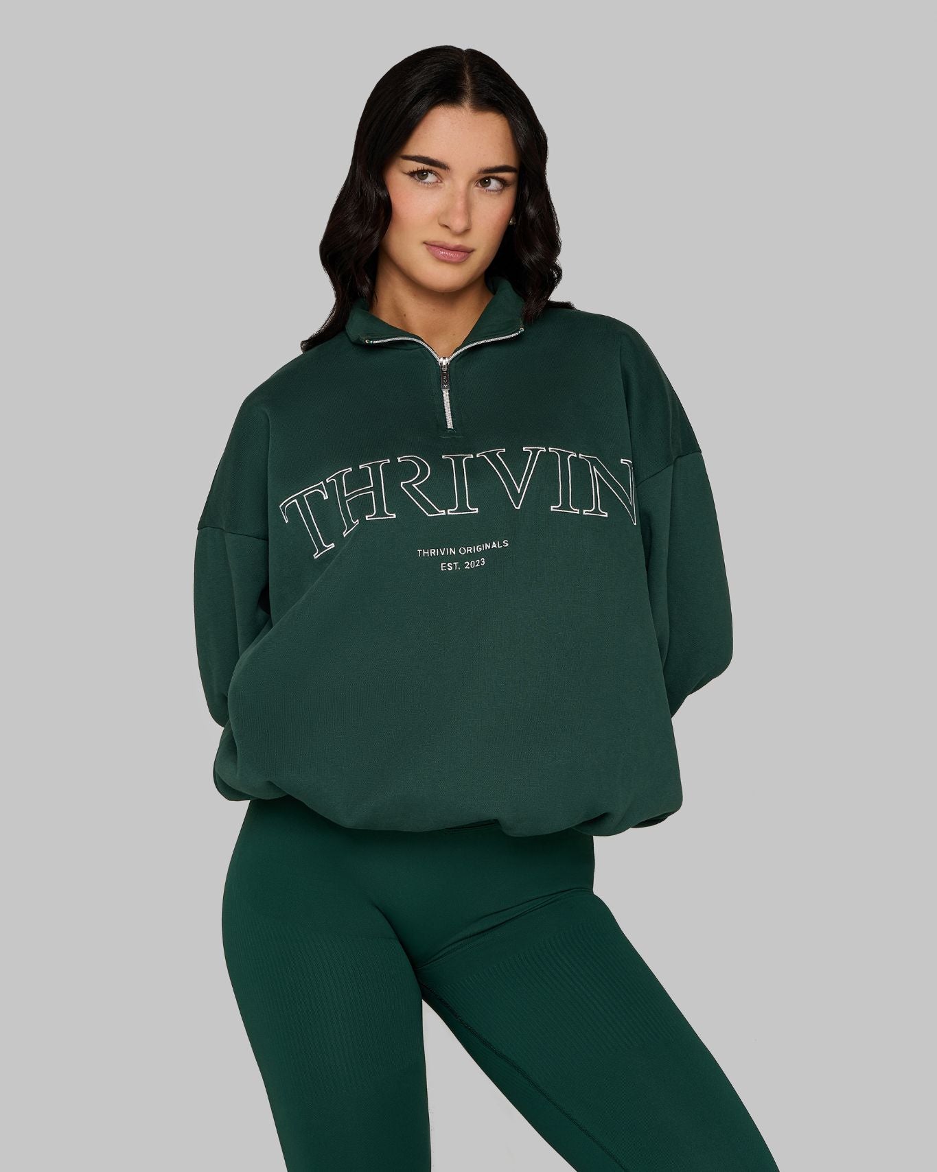 Suéter de Cremallera Media Original | Verde Pino