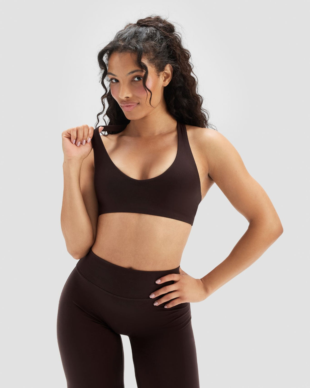 Essence Racer Back Sports Bra | Coffee