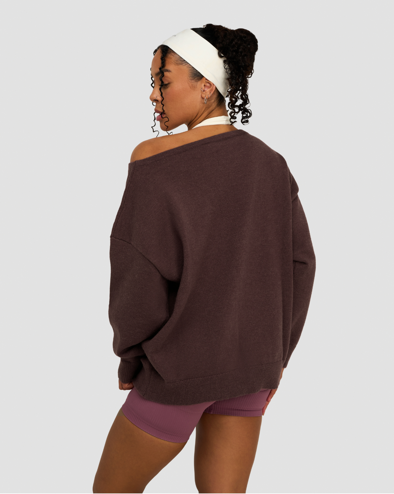 The Essential Collection Off The Shoulder Wool Blend Sweater | Dark Mauve