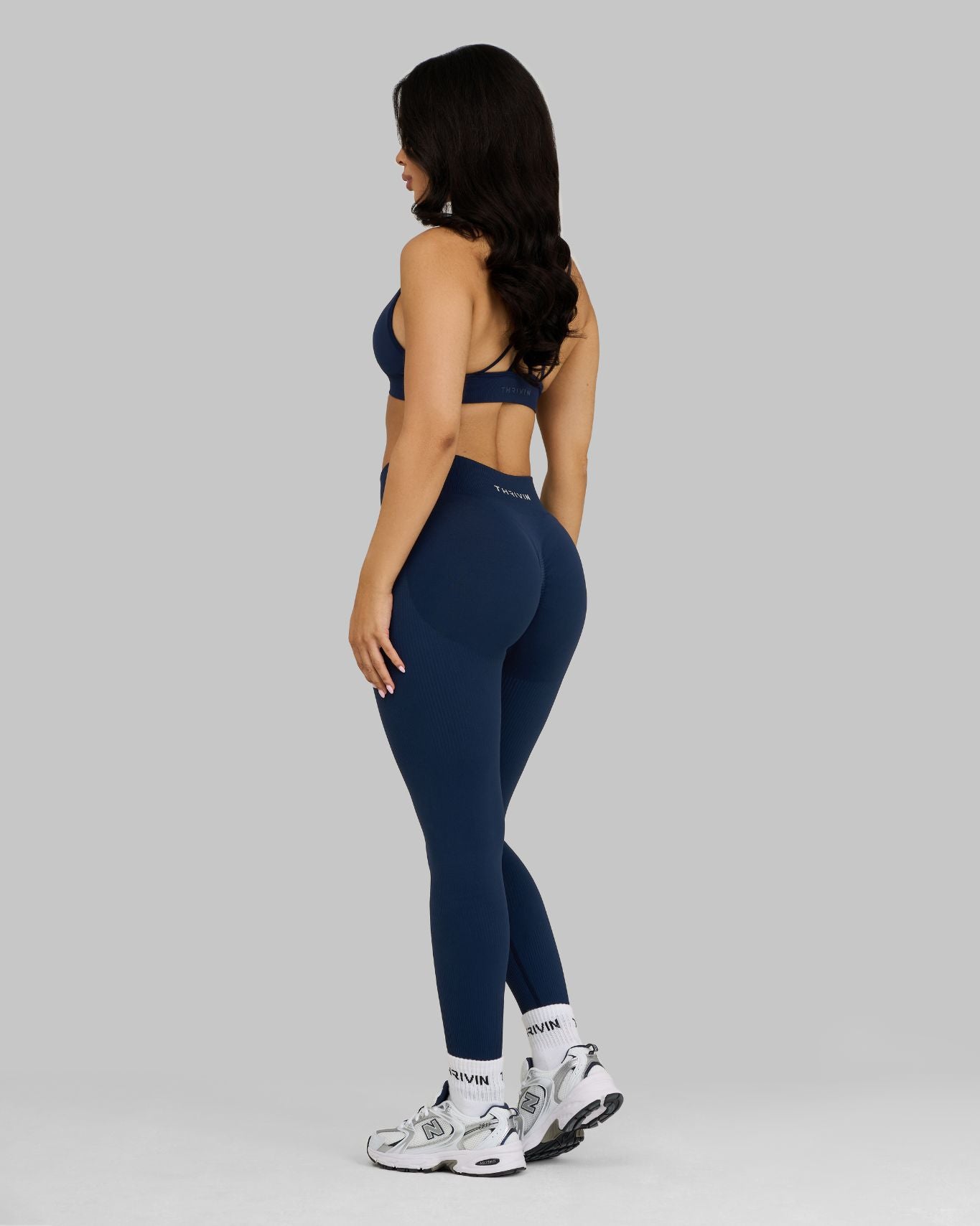 Elevate™ Leggings de Talle Medio con Fruncido en las Piernas y Efecto Modelado | Azul Medianoche