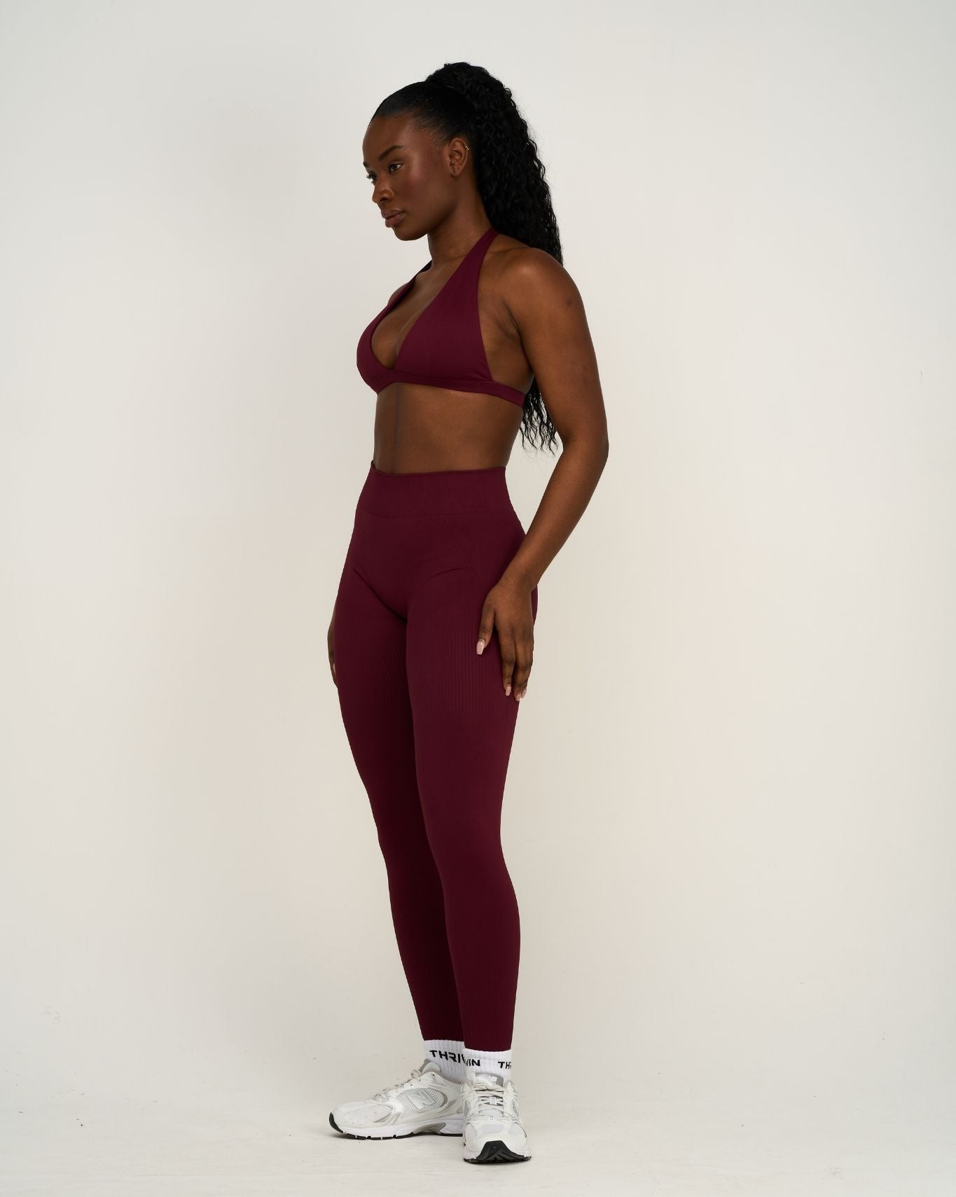 Elevate™ Sculpting Seamless V-Neck Halter Bra | Merlot