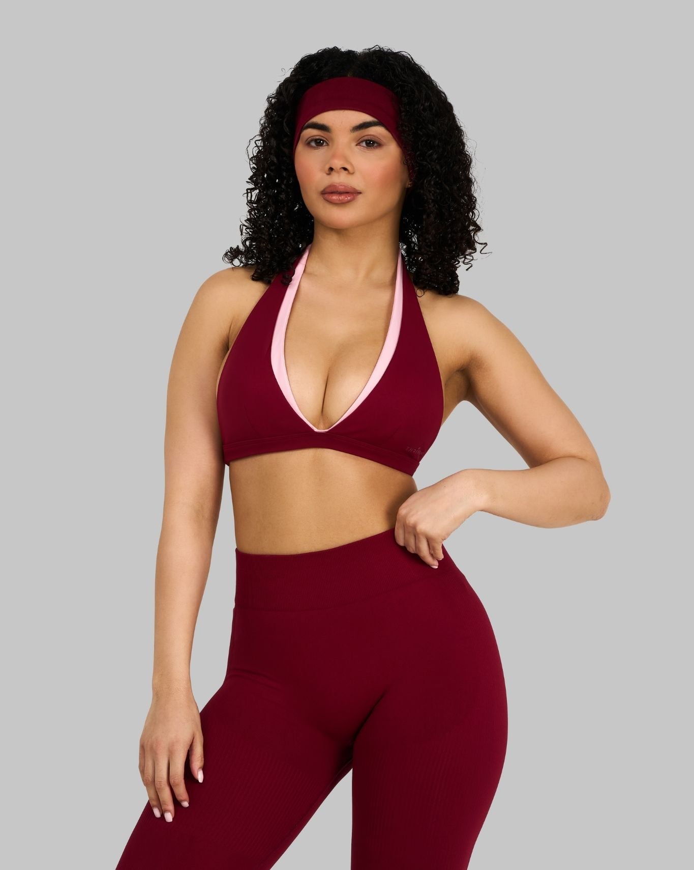 Elevate™ Sculpting Seamless V-Neck Halter Bra | Raspberry