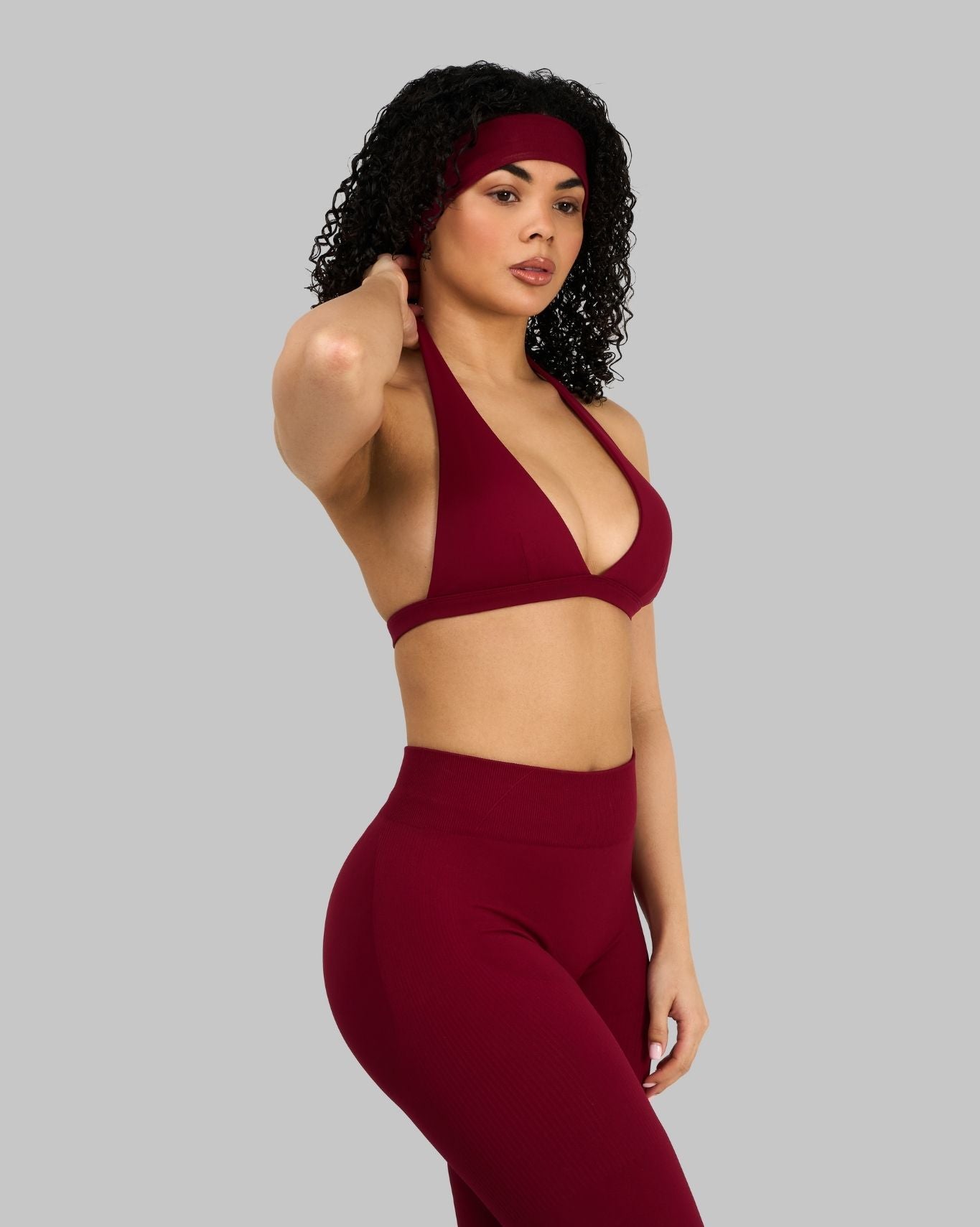 Elevate™ Sculpting Seamless V-Neck Halter Bra | Raspberry