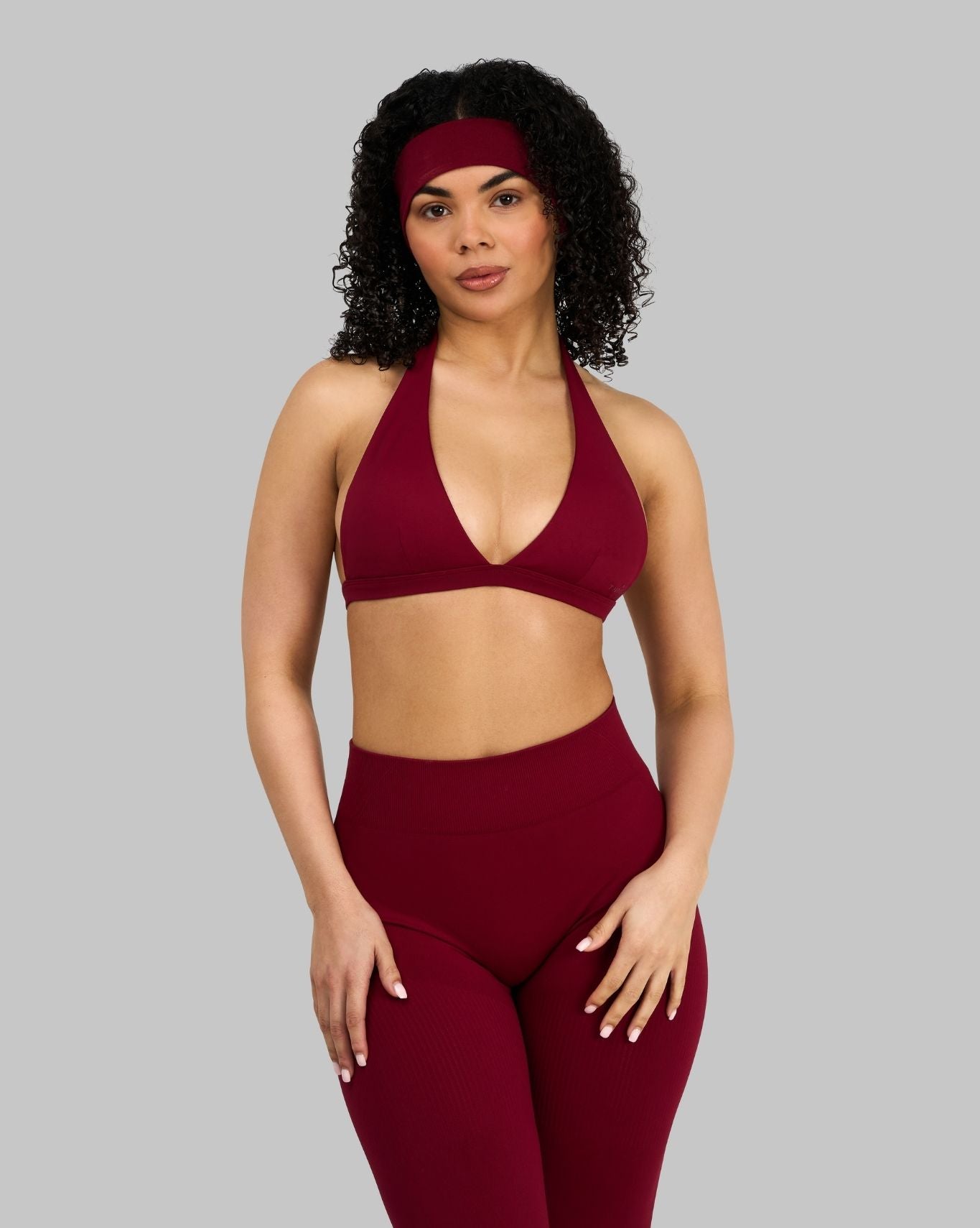 Elevate™ Sculpting Seamless V-Neck Halter Bra | Raspberry