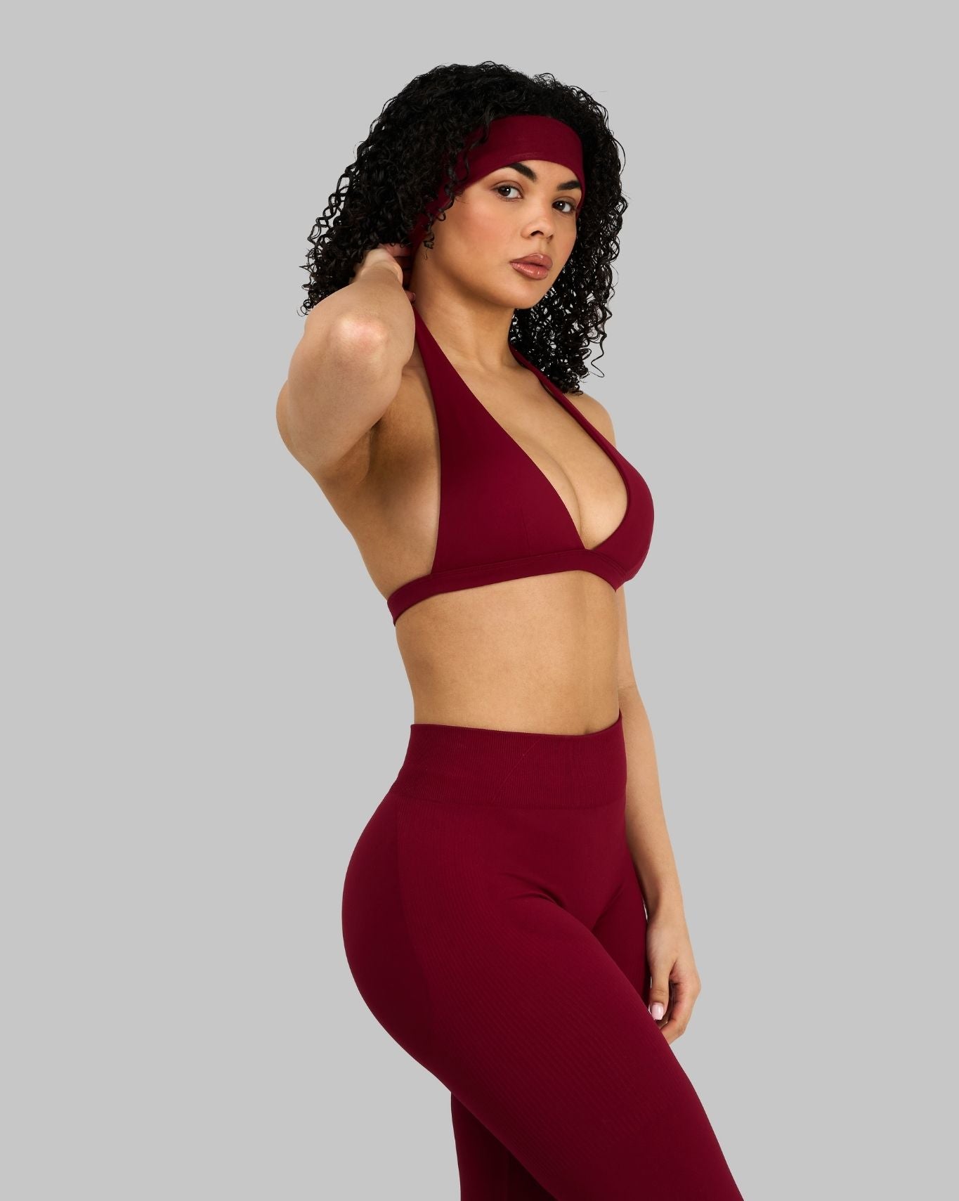 Elevate™ Sculpting Seamless V-Neck Halter Bra | Raspberry