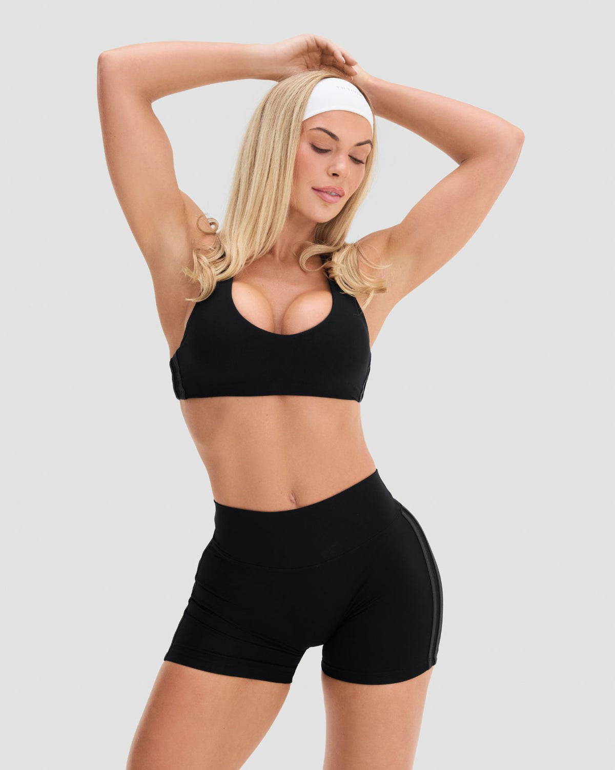 Essence Stripe Racer Back Sports Bra | Night Black