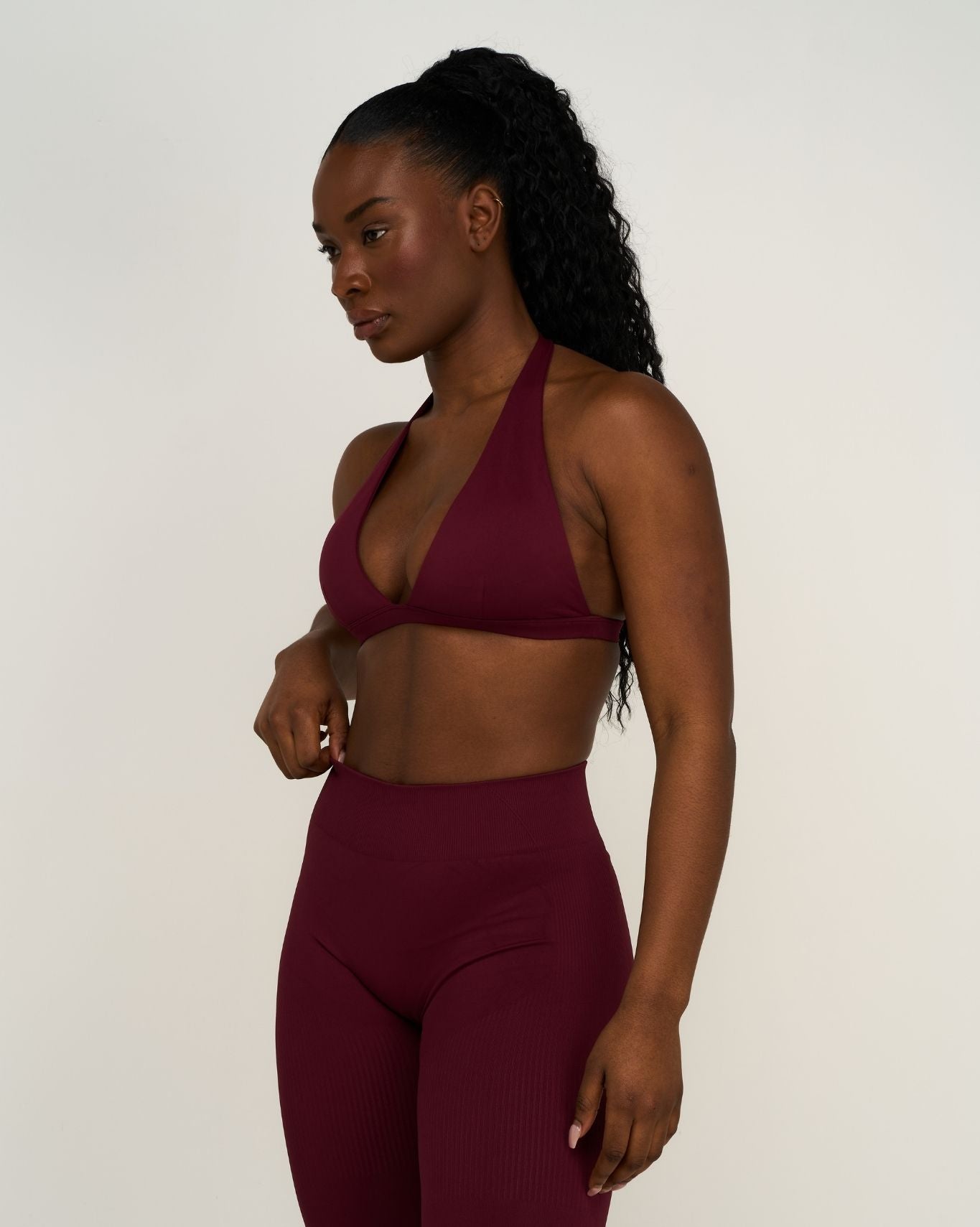 Elevate™ Sculpting Seamless V-Neck Halter Bra | Merlot