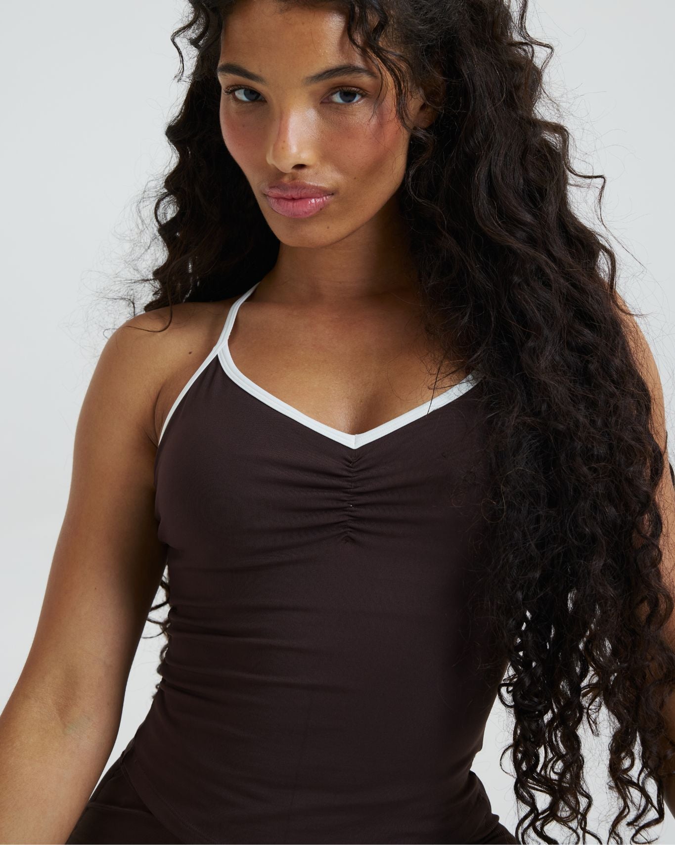 Elevate™ Outline Cross Back Tank Top | Coffee