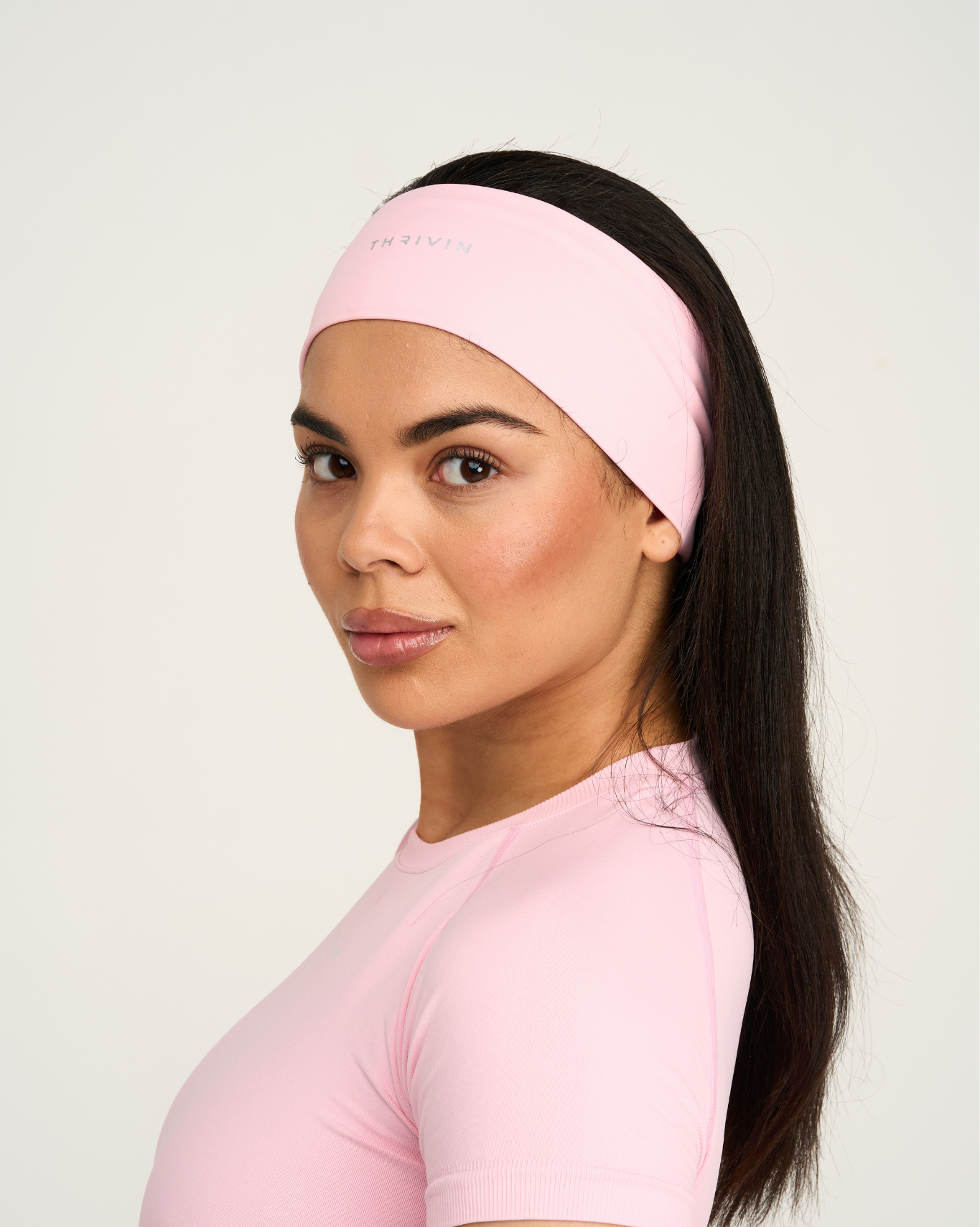 The Essential Collection Chrome Logo Headband | Cotton Pink