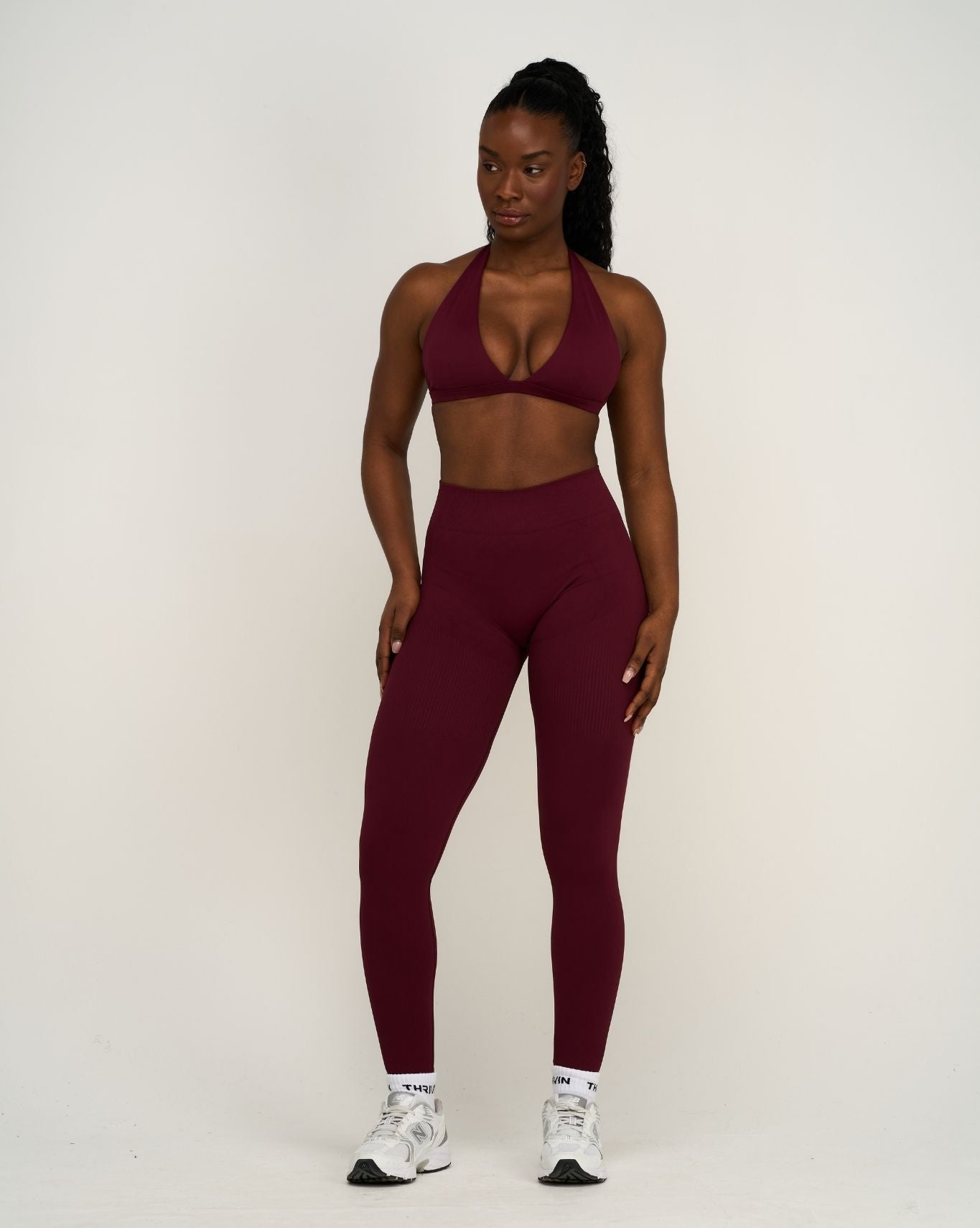 Elevate™ Sculpting Seamless V-Neck Halter Bra | Merlot