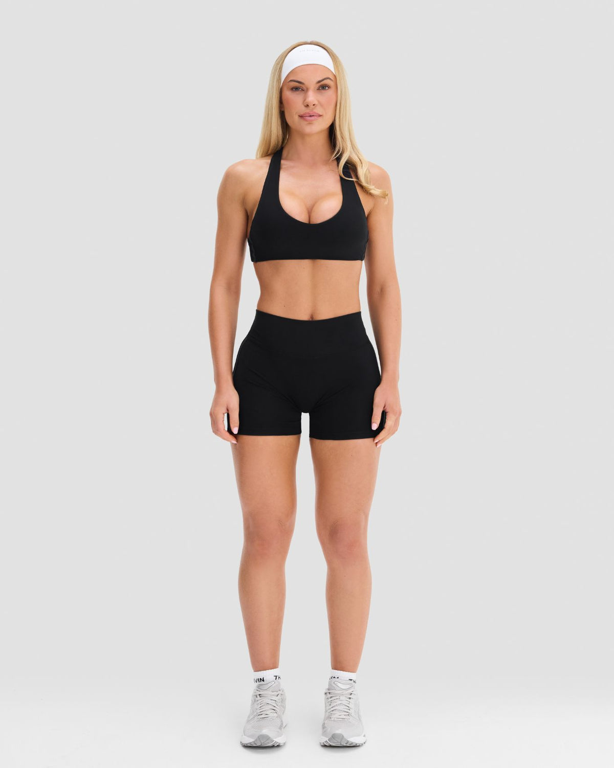 Essence Stripe Racer Back Sports Bra | Night Black
