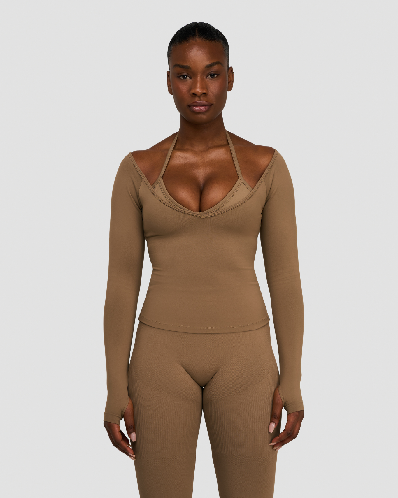 Elevate™ Sculpting Seamless V-Neck Top | Toffee