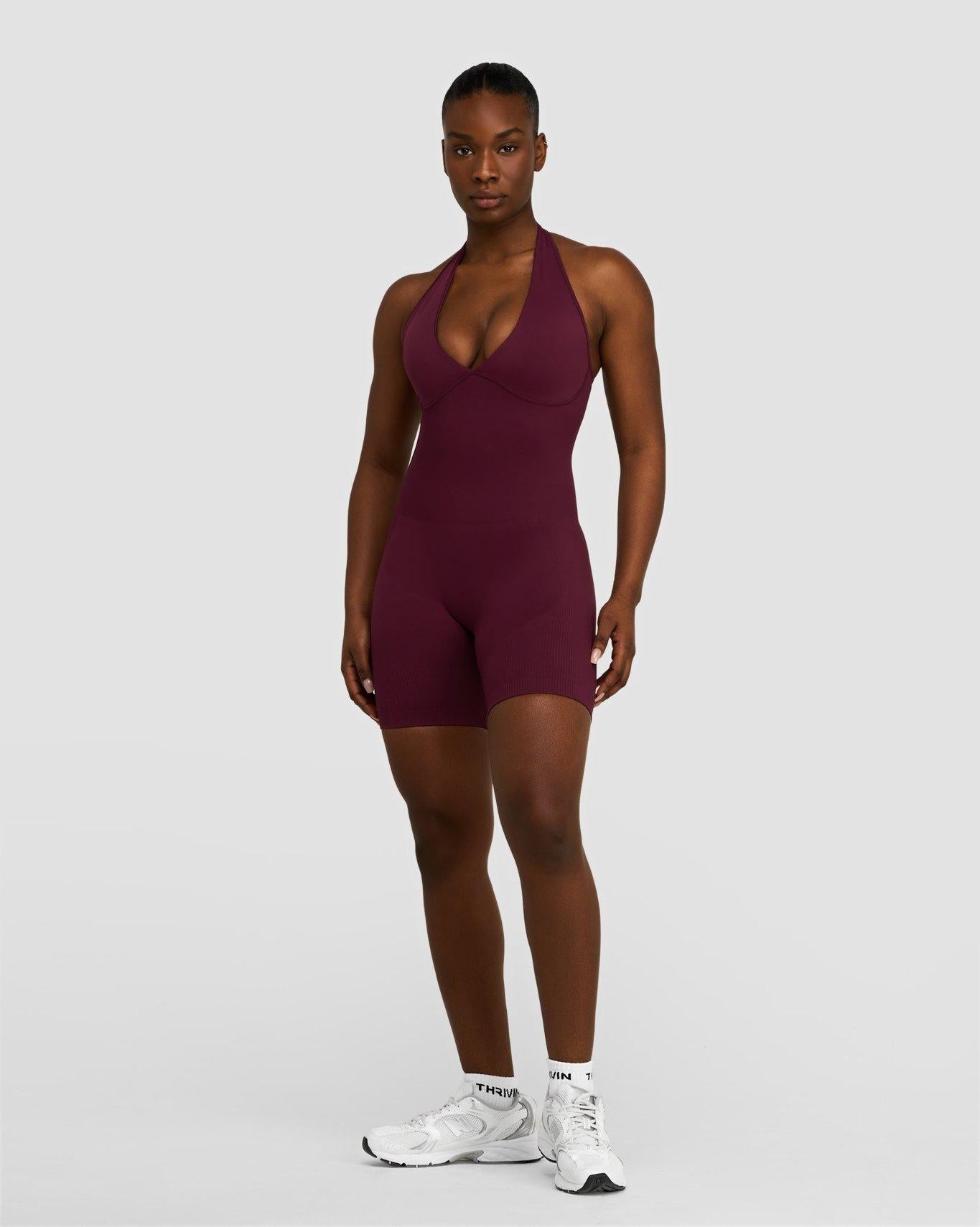 Elevate™ Enterizo Moldeador de Escote Halter | Merlot