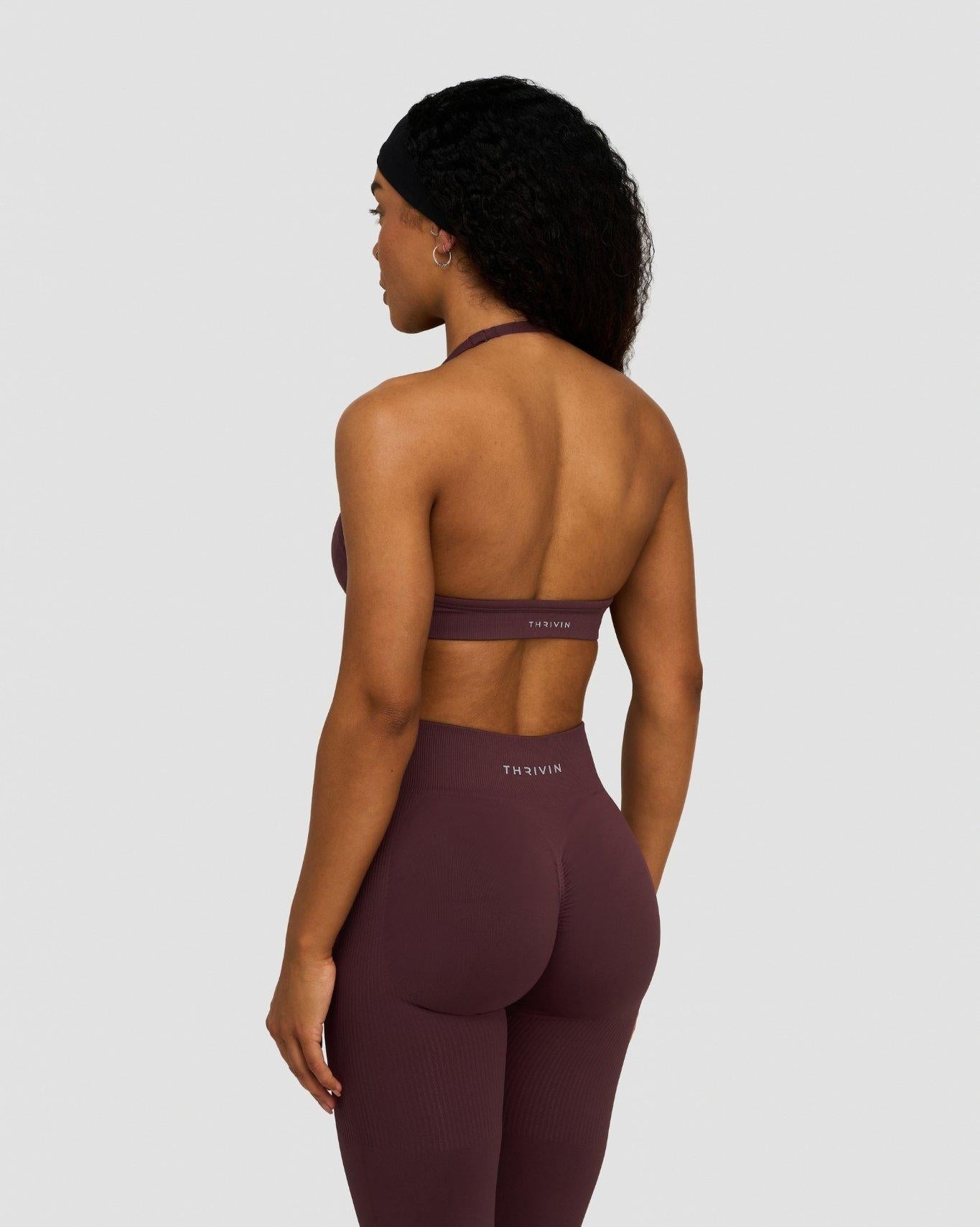 Elevate™ Sculpting Seamless Adjustable Halter Bra | Dark Mauve