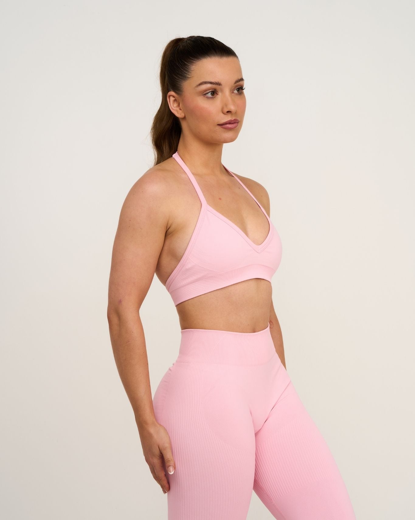 Elevate™ Sculpting Seamless Adjustable Halter Bra | Cotton Pink