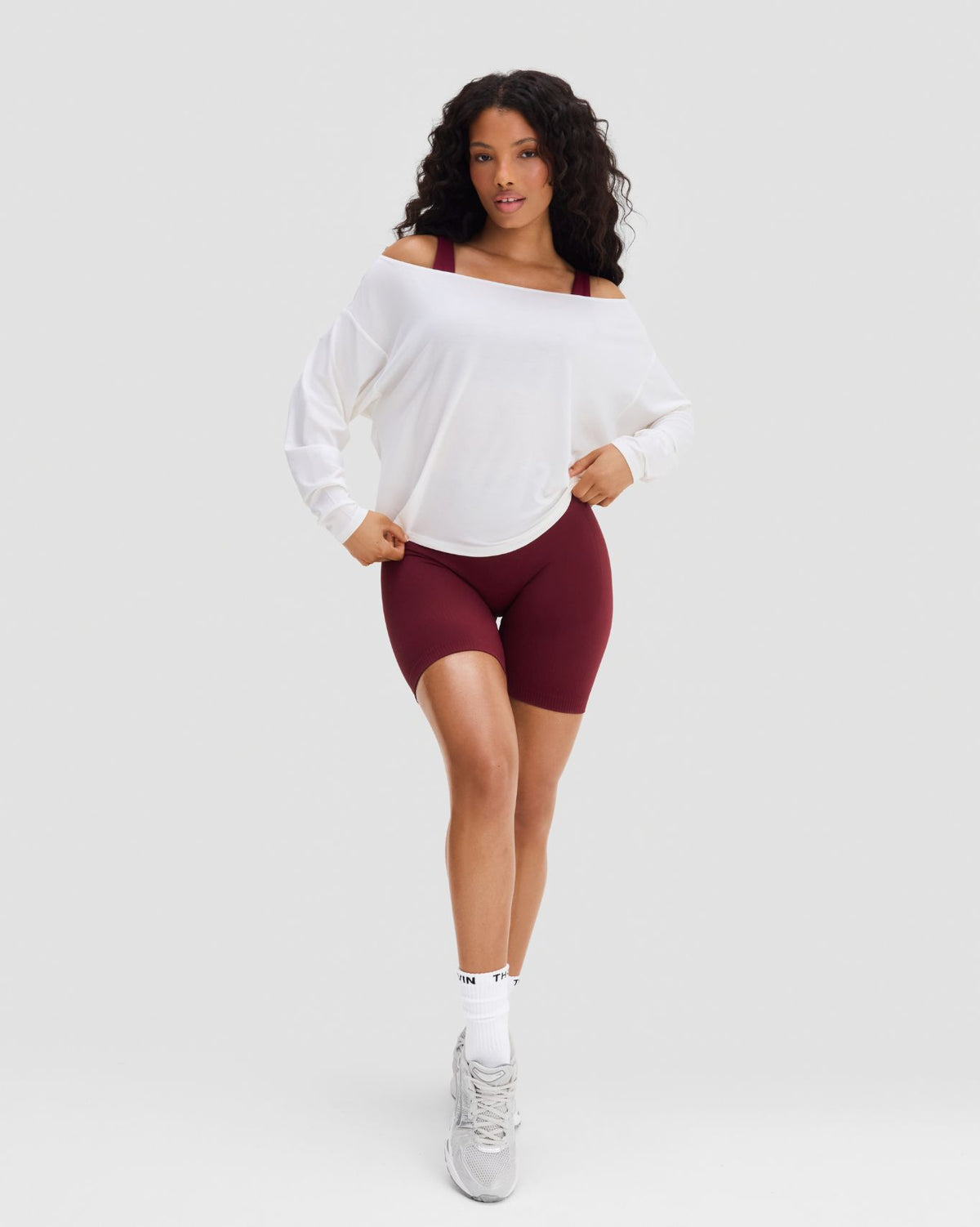 Essential Long Sleeve Off Shoulder Top | Cream