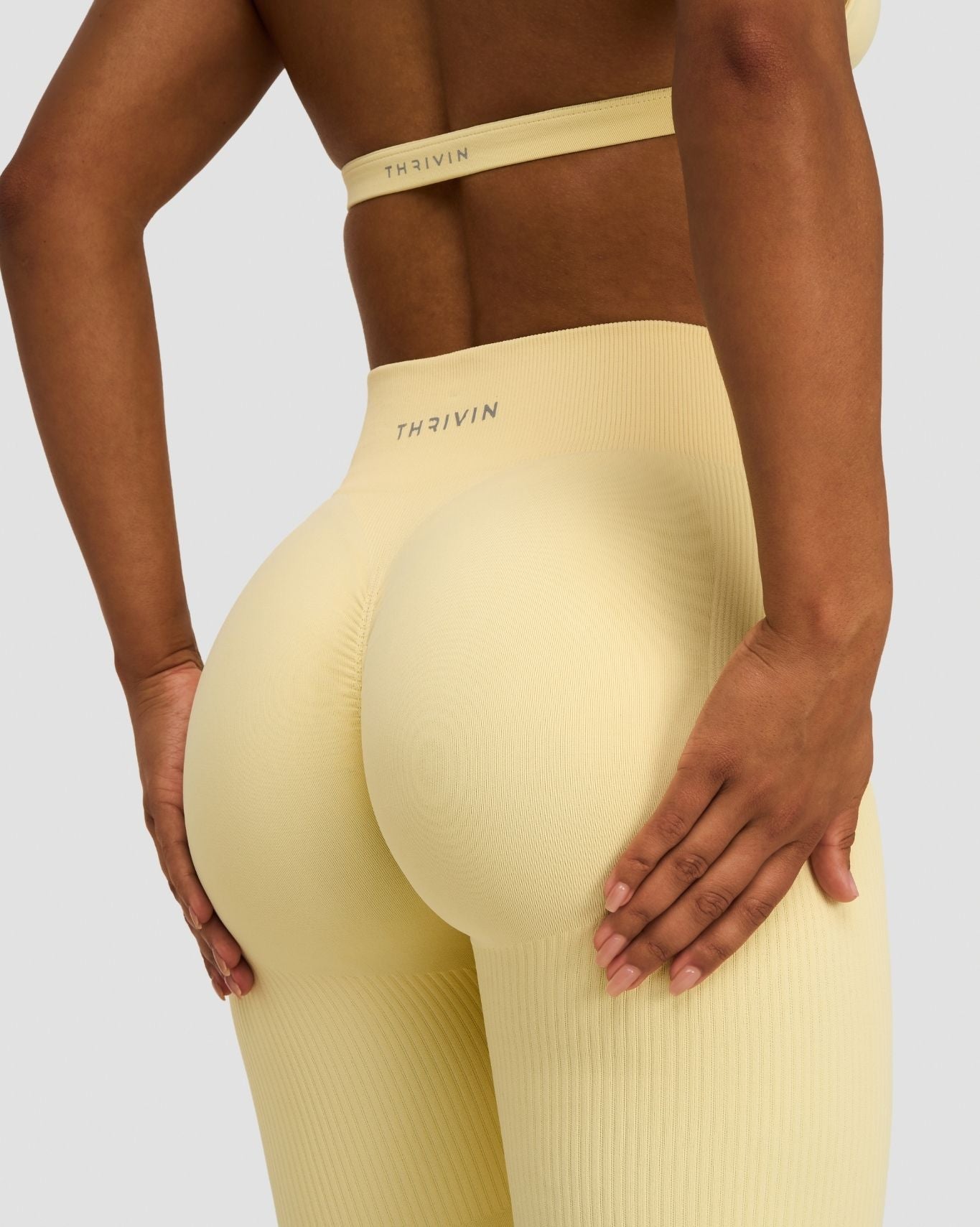Sculpting Mid Waist Scrunch Bum Leggings - Golden Butter | Thrivin
