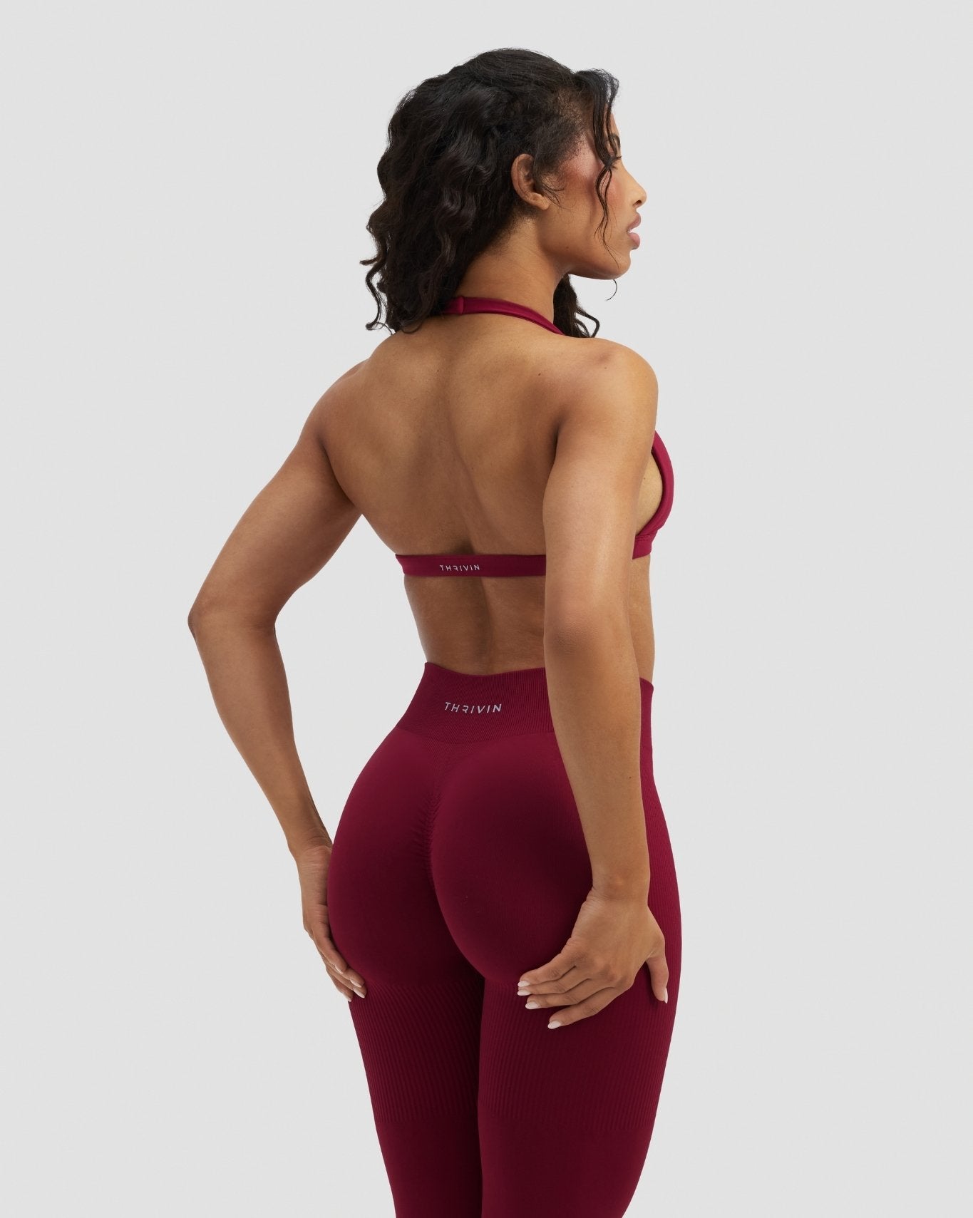 Sculpting Mid Waist Scrunch Bum Leggings - Raspberry | Thrivin