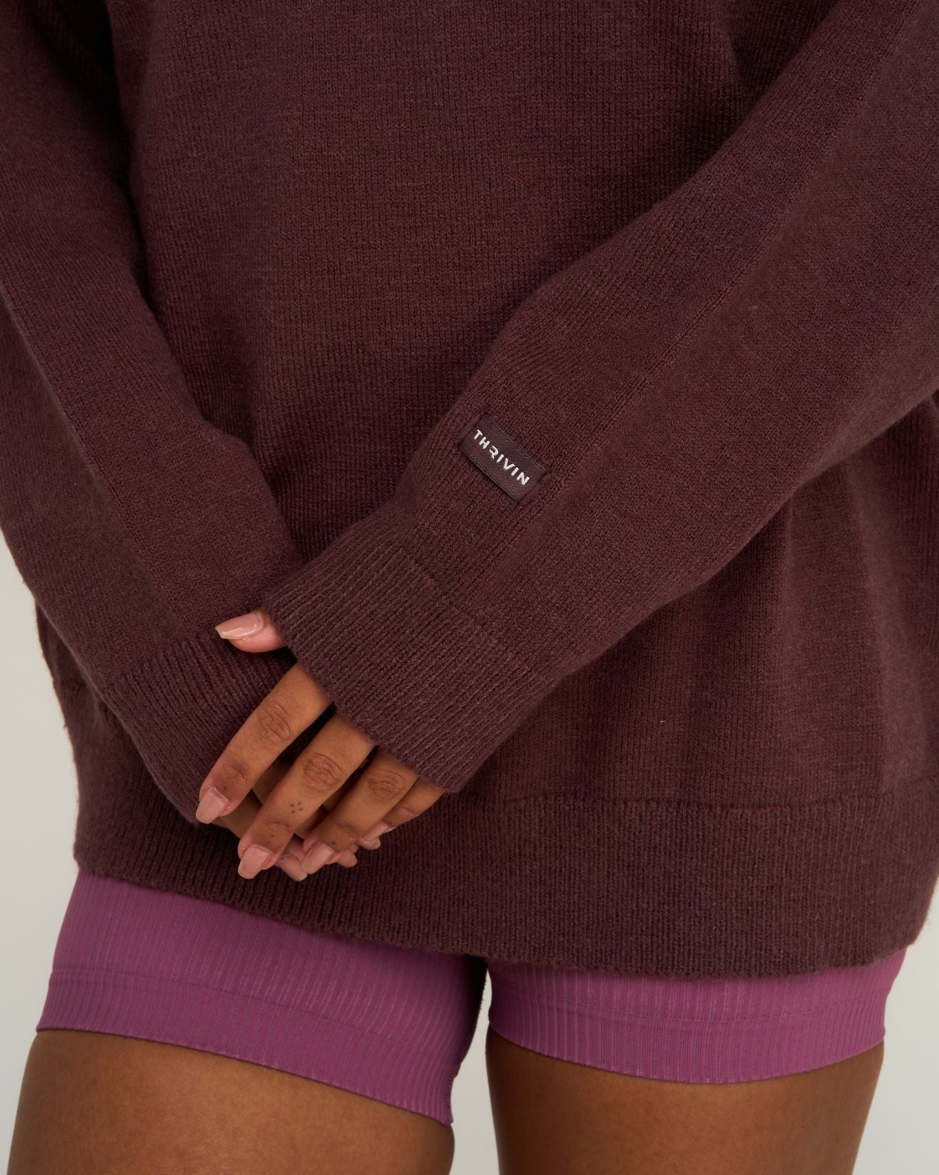 The Essential Collection Off The Shoulder Wool Blend Sweater | Dark Mauve