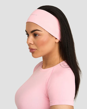 The Essential Collection Chrome Logo Headband | Cotton Pink