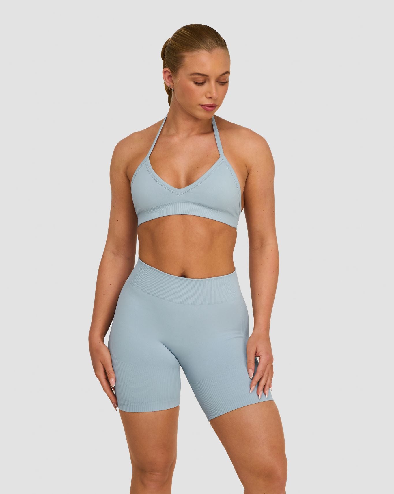 Elevate™ Sculpting Seamless Adjustable Halter Bra | Blue Haze