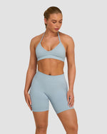 Elevate™ Sculpting Seamless Adjustable Halter Bra | Blue Haze