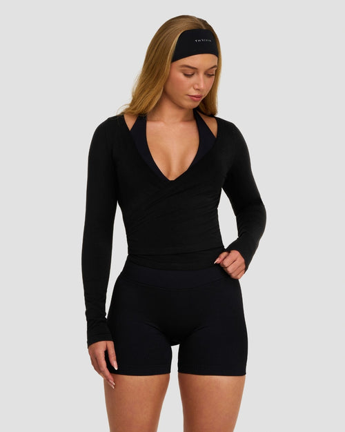 The Essential Collection Wrap Top | Night Black