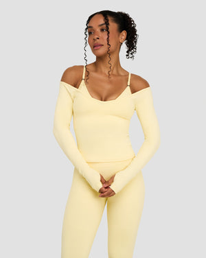 Elevate™ Sculpting Seamless V-Neck Top | Golden Butter