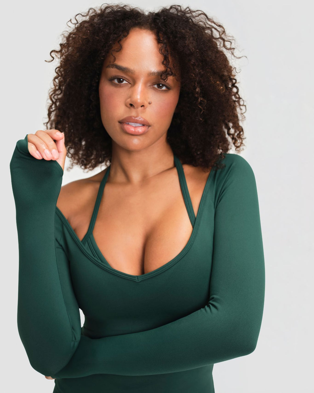 Elevate™ Sculpting Seamless V-Neck Top | Pine Green