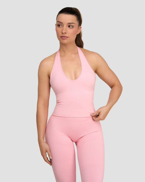 Elevate™ Top Halter Sin Costuras de Modelado | Algodón Rosa