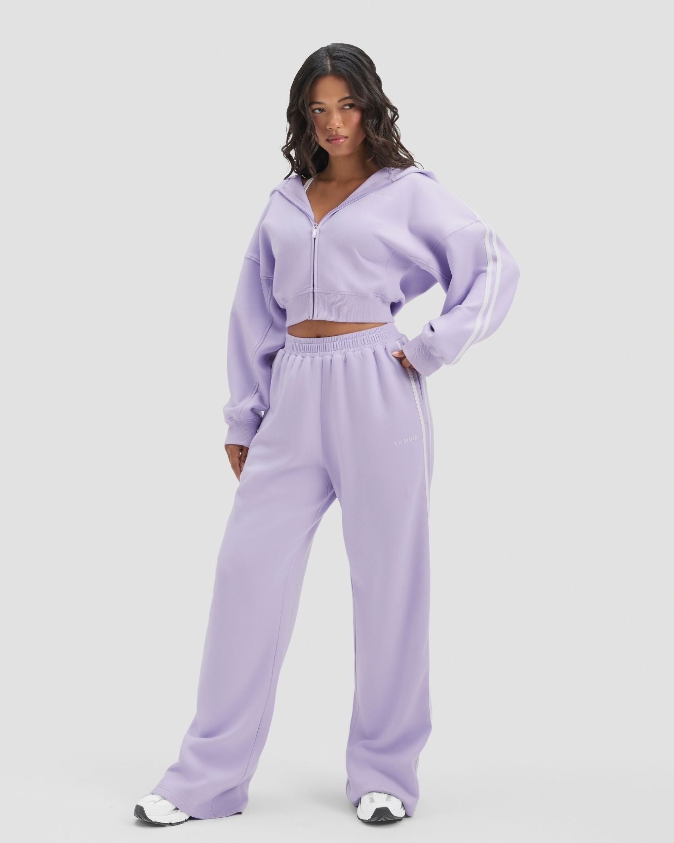Essential Jersey Stripe Joggers | Lilac