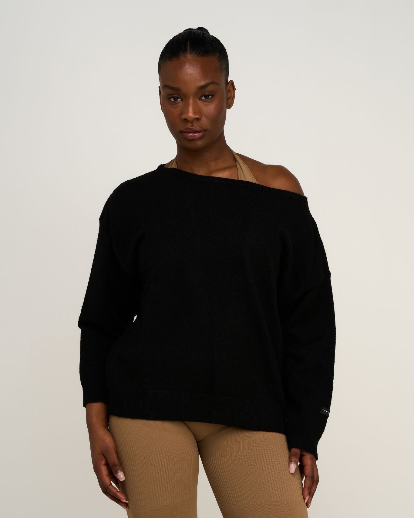 The Essential Collection Off The Shoulder Wool Blend Sweater | Night Black