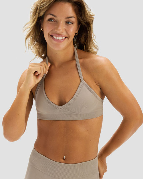 Elevate™ Sculpting Seamless Adjustable Halter Bra | Latte