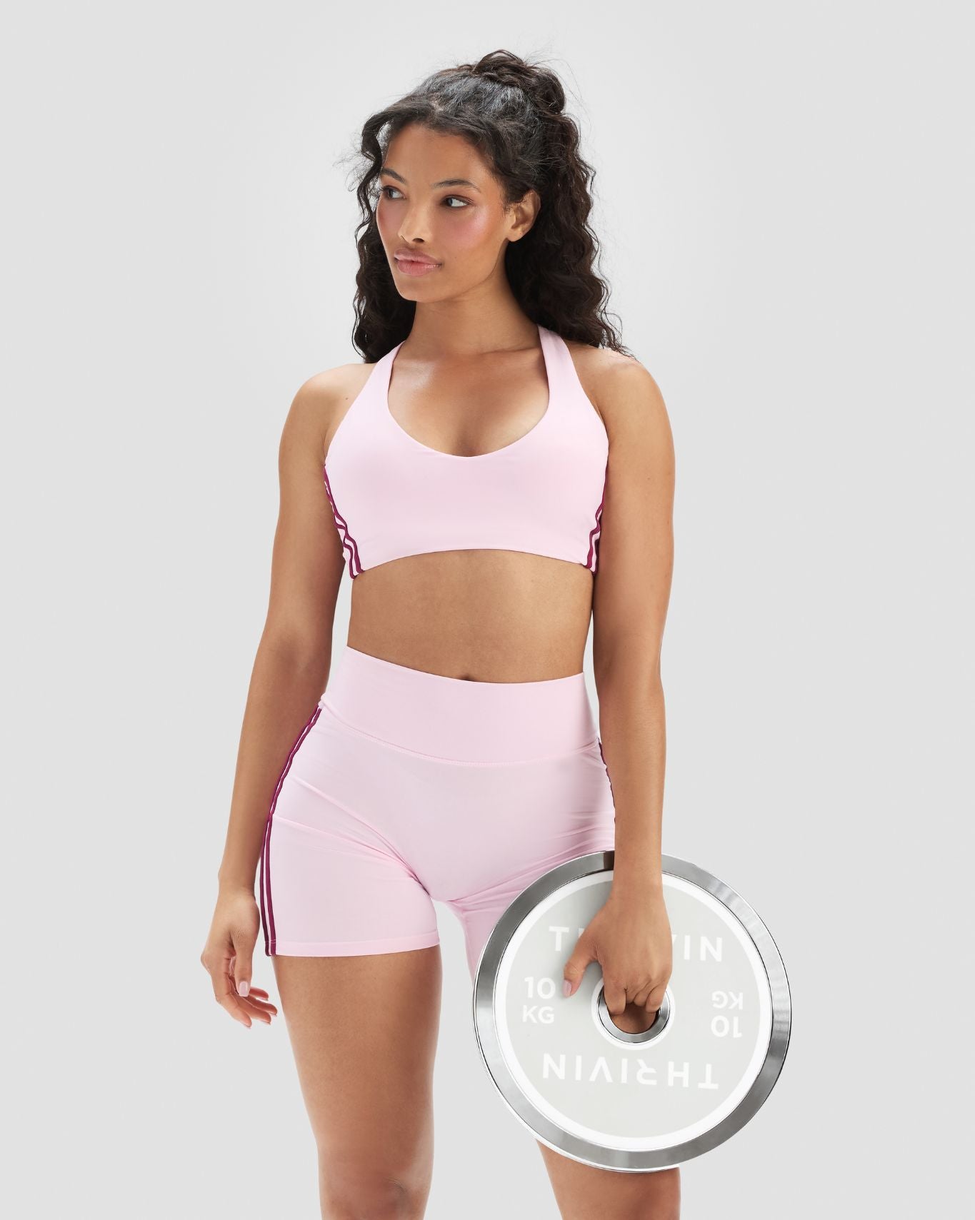 Essence Stripe Racer Back Sports Bra | Cherry Blossom