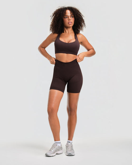 Elevate™ Sculpting Mid Waist Scrunch Shorts | Coffee