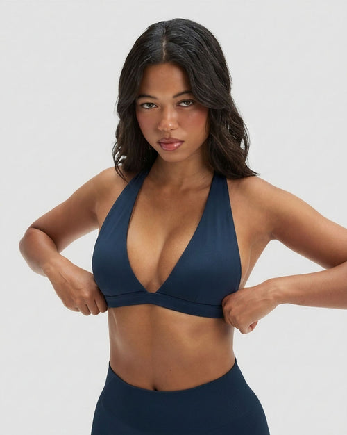 Elevate™ Sculpting Seamless V-Neck Halter Bra | Midnight Navy