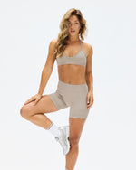 Elevate™ Sculpting Mid Waist Scrunch Shorter Shorts | Latte